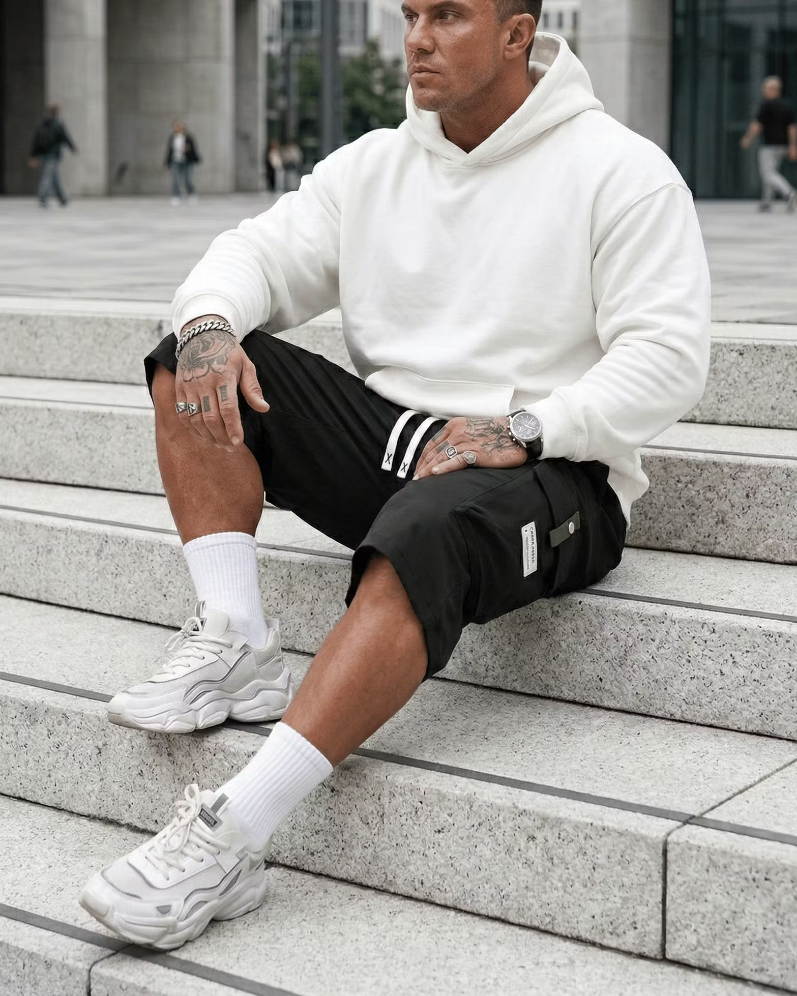 Men's Casual Cargo Shorts - Elastic Drawstring Waist & Multiple Pockets
