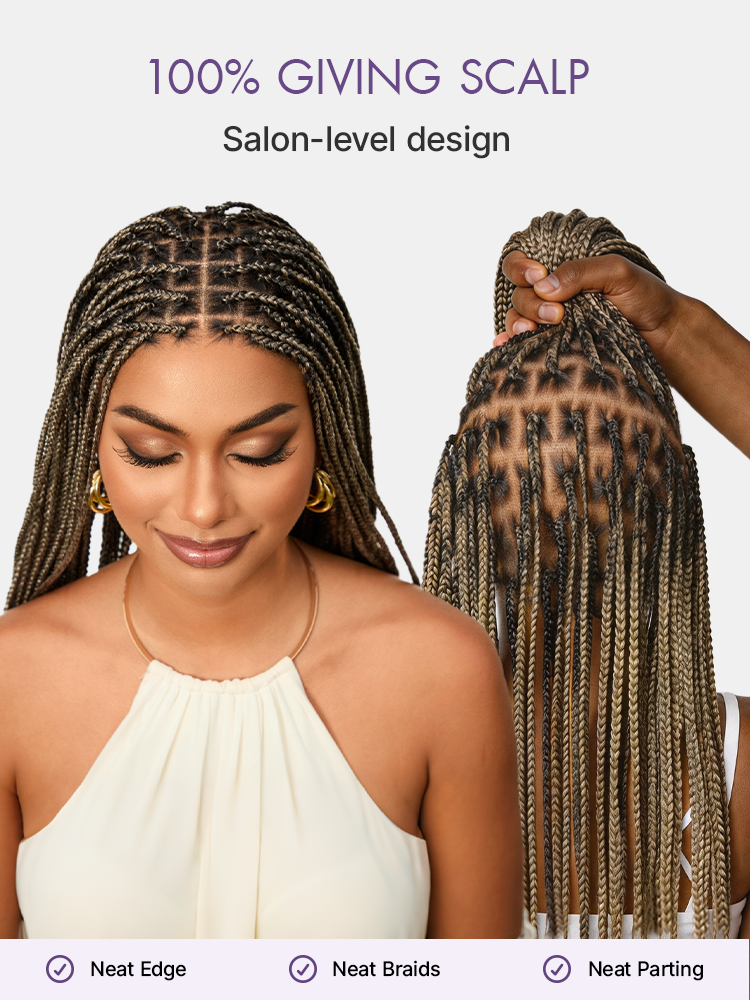 HD Lace Knotless Braid Wig That Looks Like Real Scalp