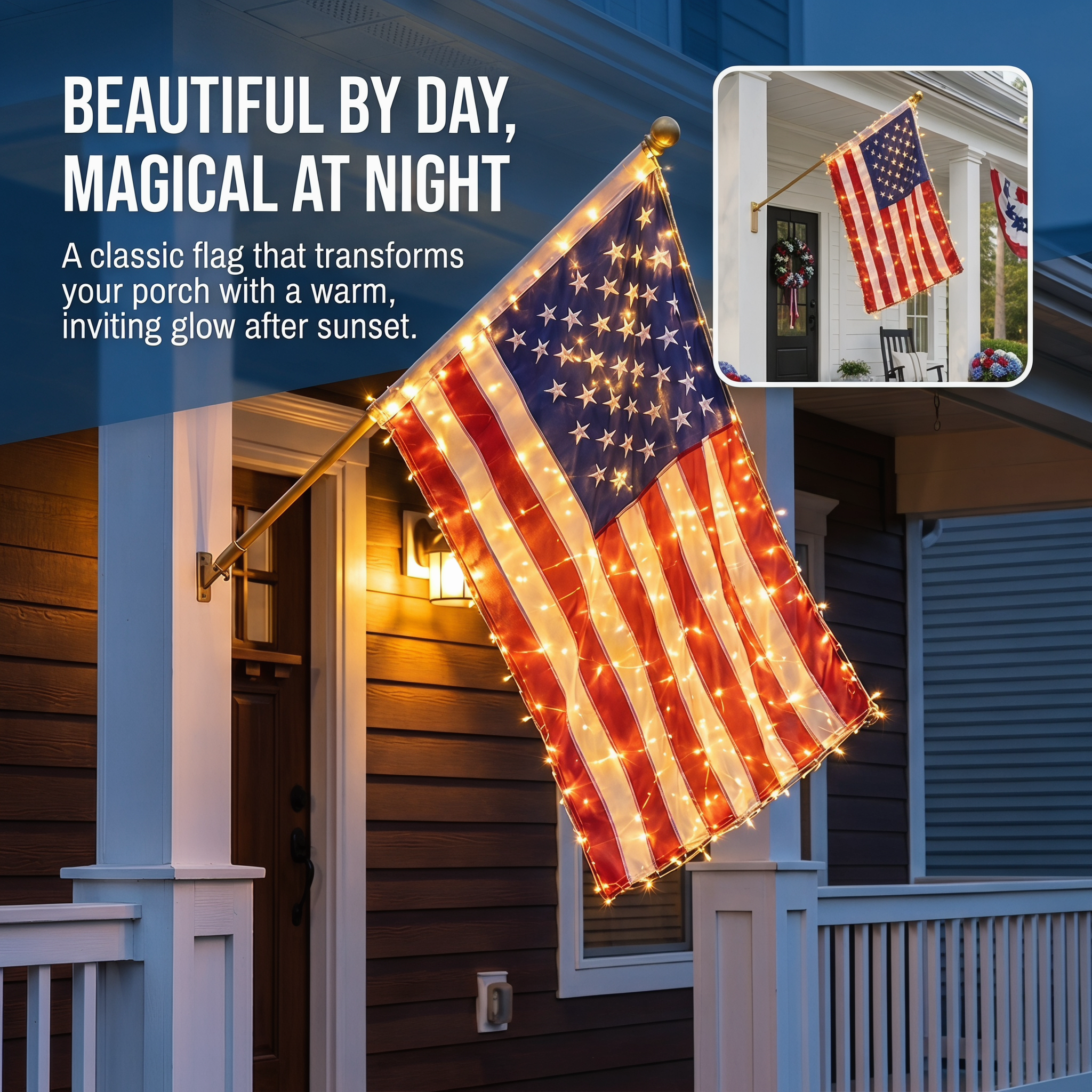 ⭐ Lighted Patriotic Porch Flag Decor for Front Door Display