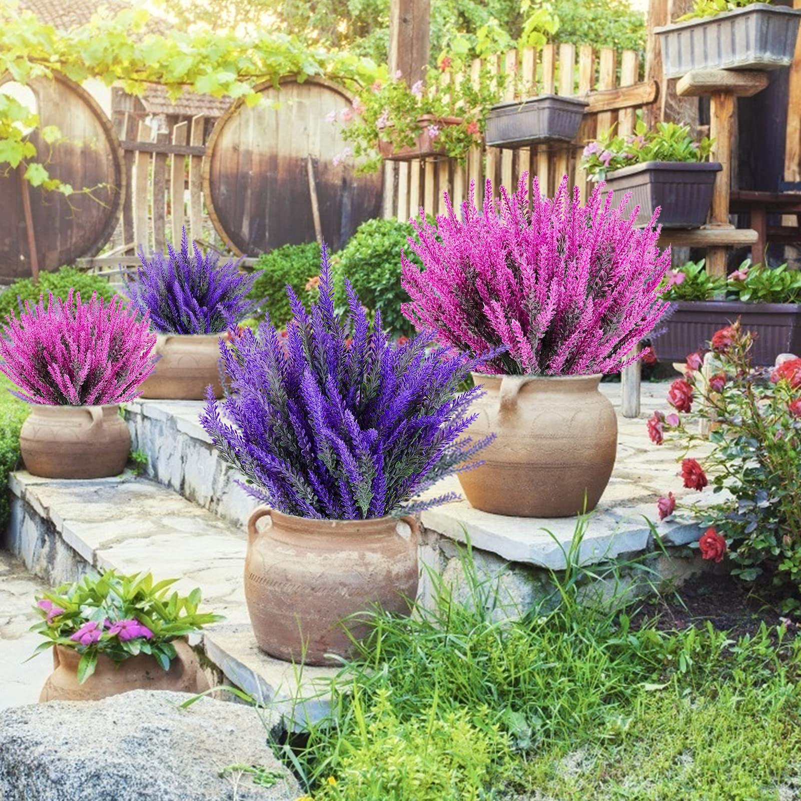 🌿Outdoor Faux Lavender Bushes That Look Fresh Every Day💐