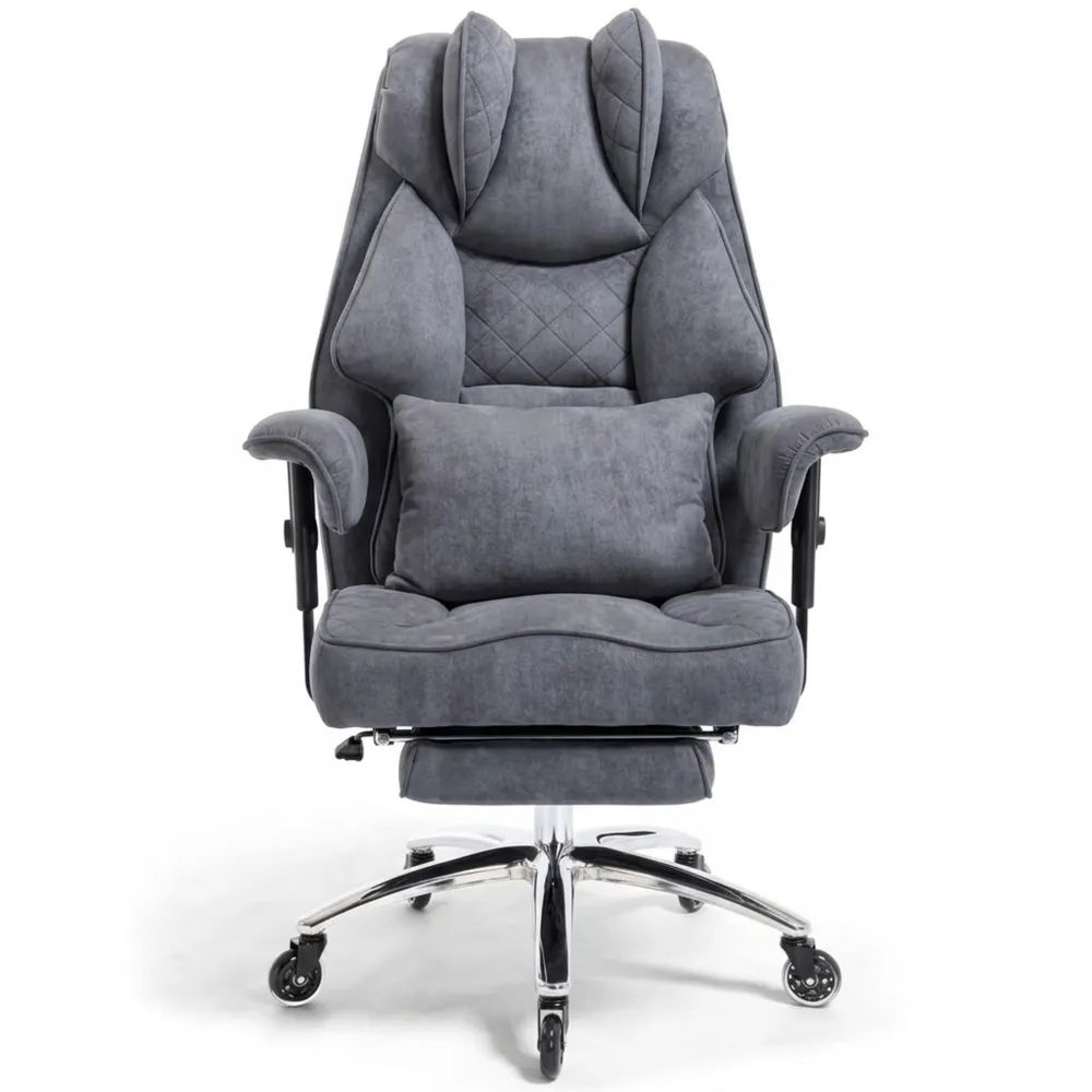 Komfortabler ergonomischer Bürostuhl mit Fußstütze und Lendenkissen