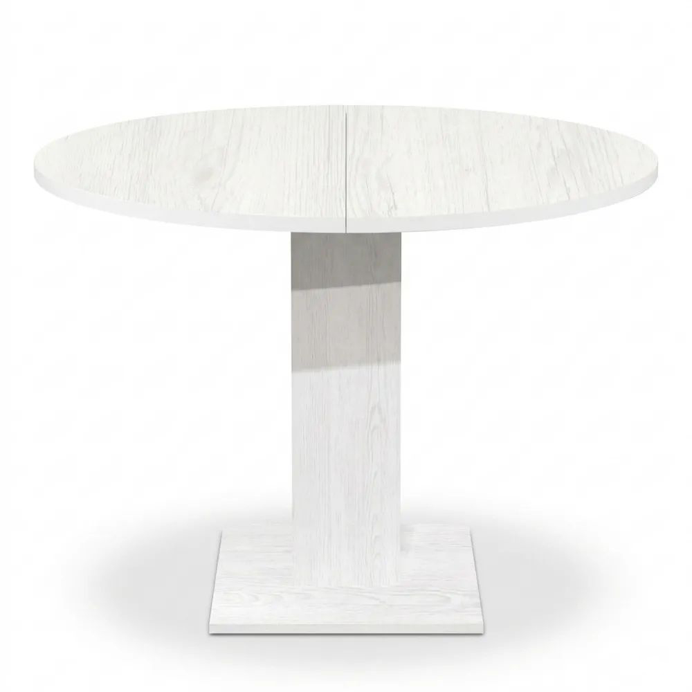 Esstisch rund ausziehbar 90 cm Durchmesser, weiß