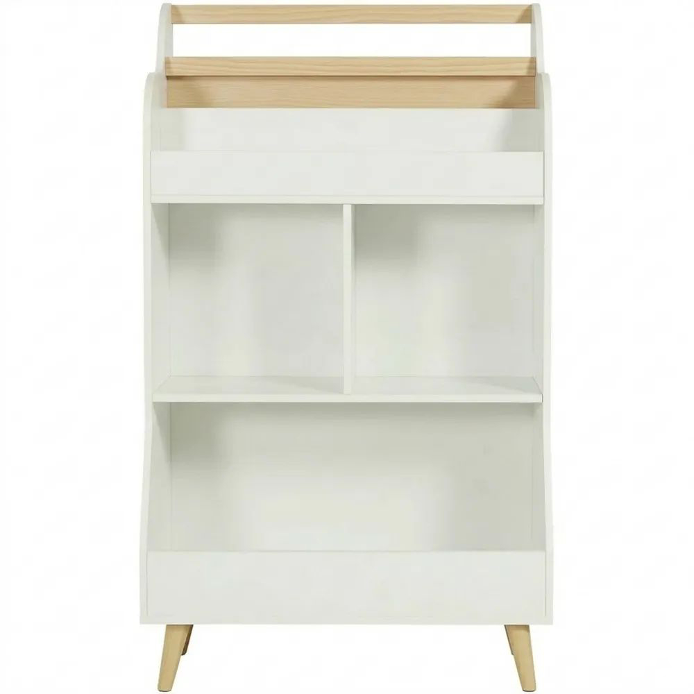 Vielseitiges Kinderregal mit Spielzeug- und Bücheraufbewahrung, Weiße Farbe