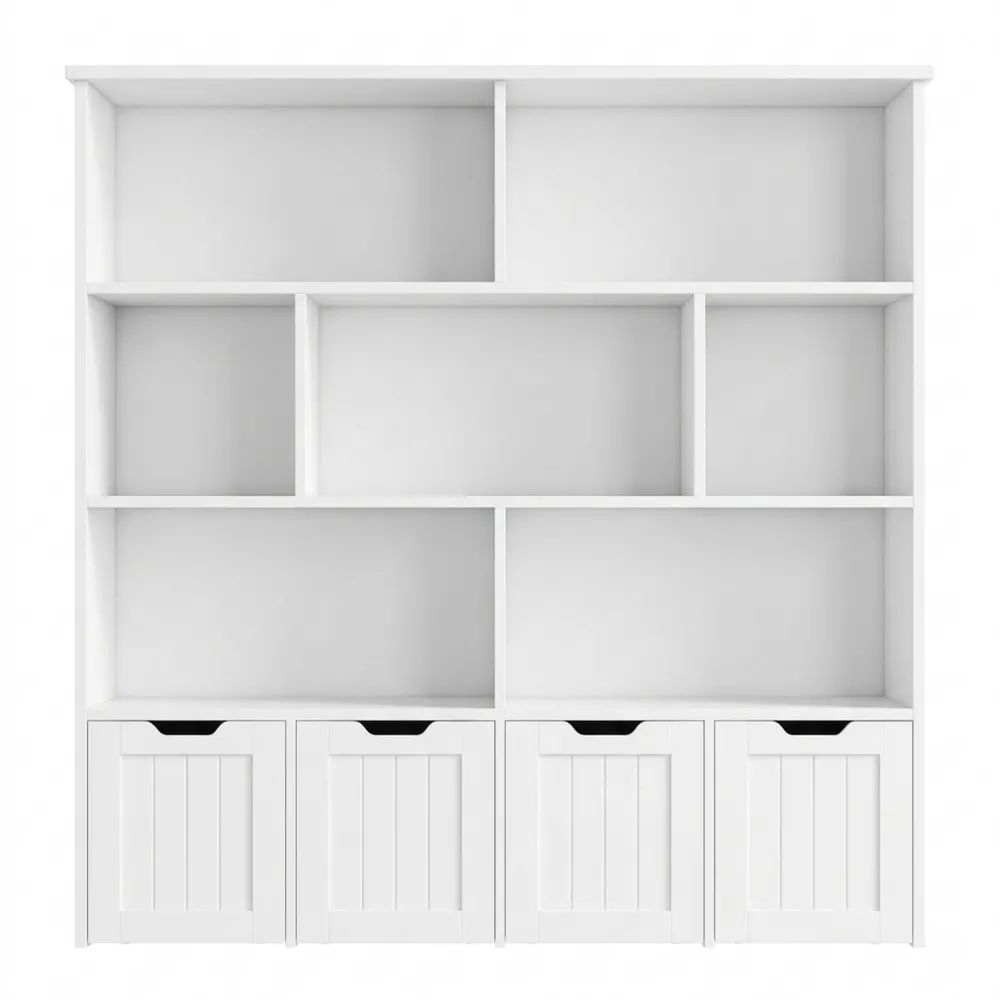 Flexibles Kinderregal mit 4 Ebenen und Aufbewahrungsboxen