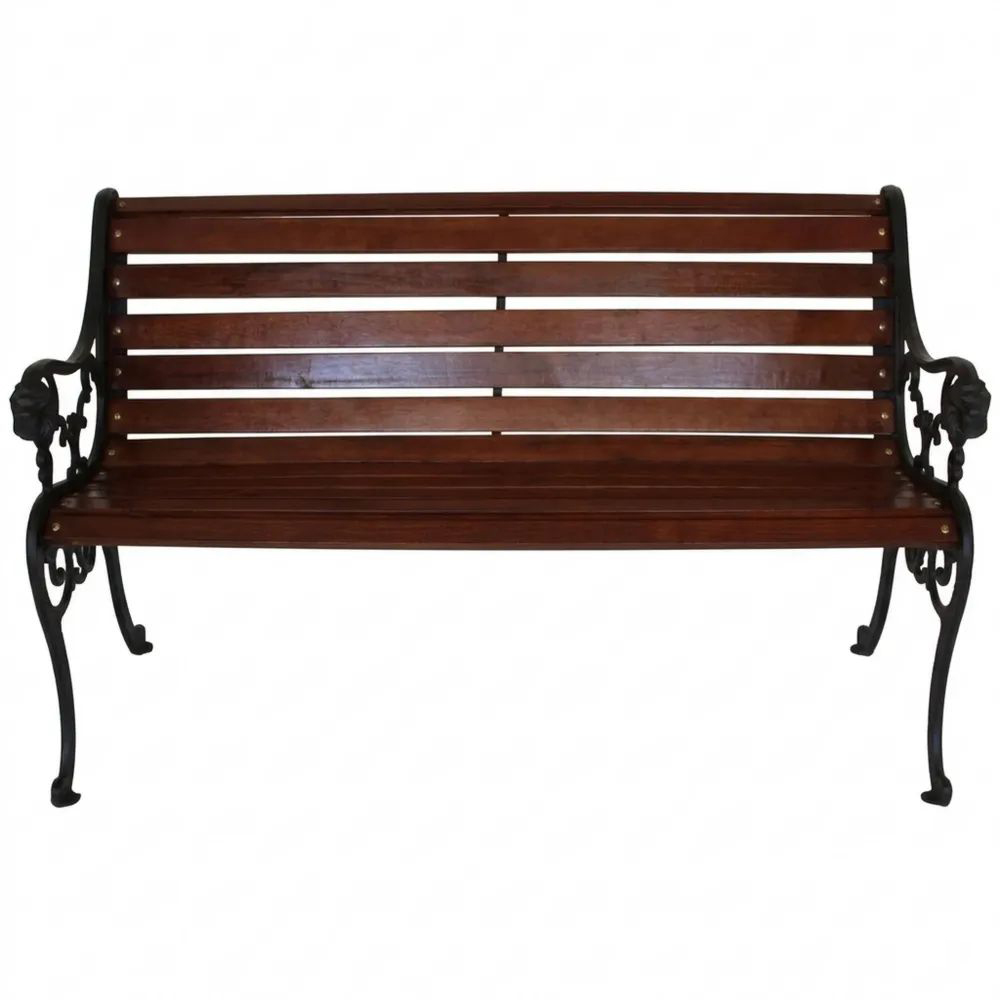 Klassische Gartenbank mit Gusseisen und Mahagoniholz