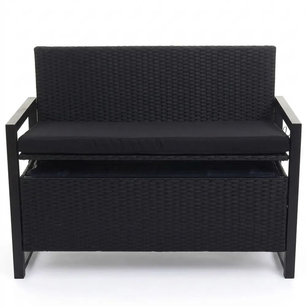 Gartenbank mit Aufbewahrung und Sitzkissen, anthrazit