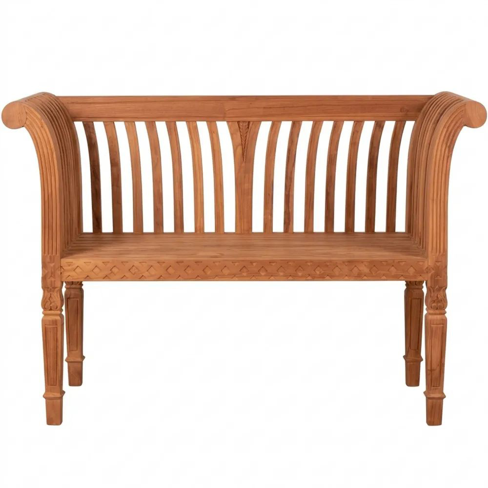 Massive Teakholz-Gartenbank für Außenbereich, 2-Sitzer