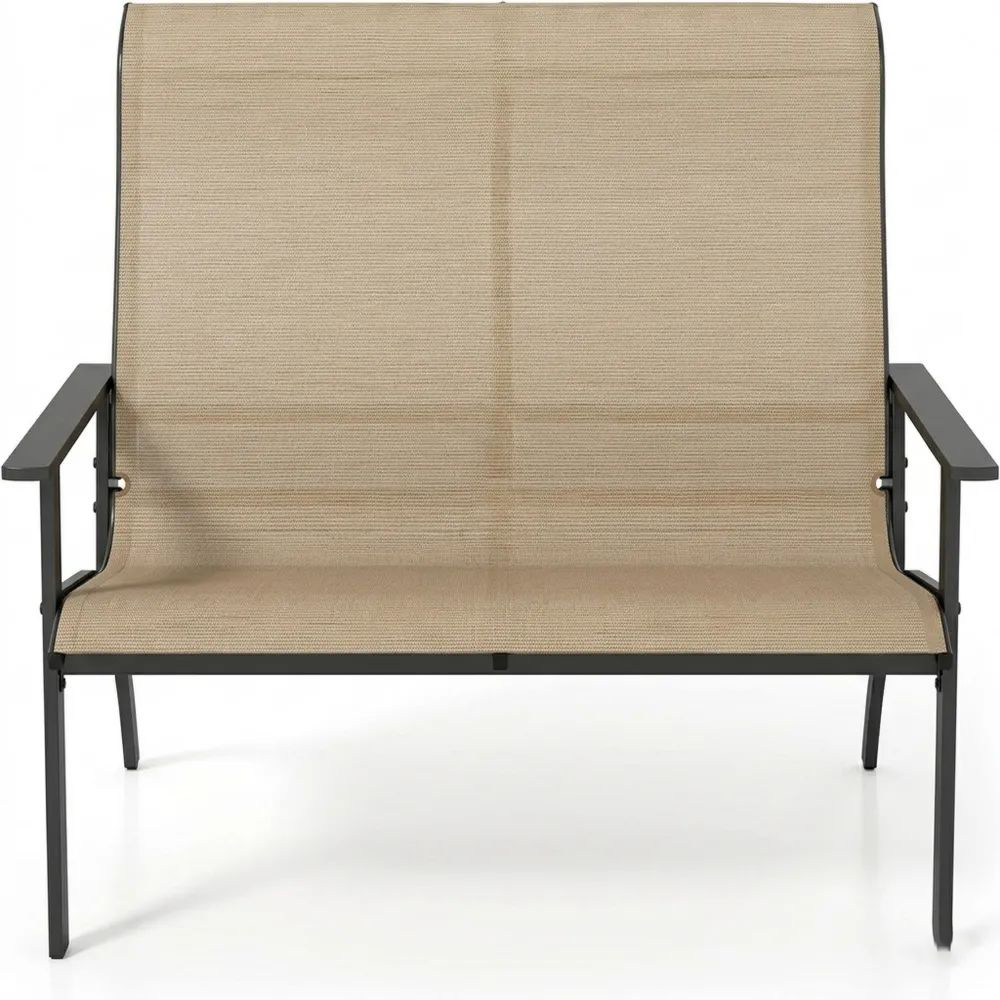 Wetterfeste Gartenbank für Balkon und Terrasse, 2-Sitzer mit hoher Rückenlehne, bis 400 kg belastbar, 120 x 81 x 106 cm