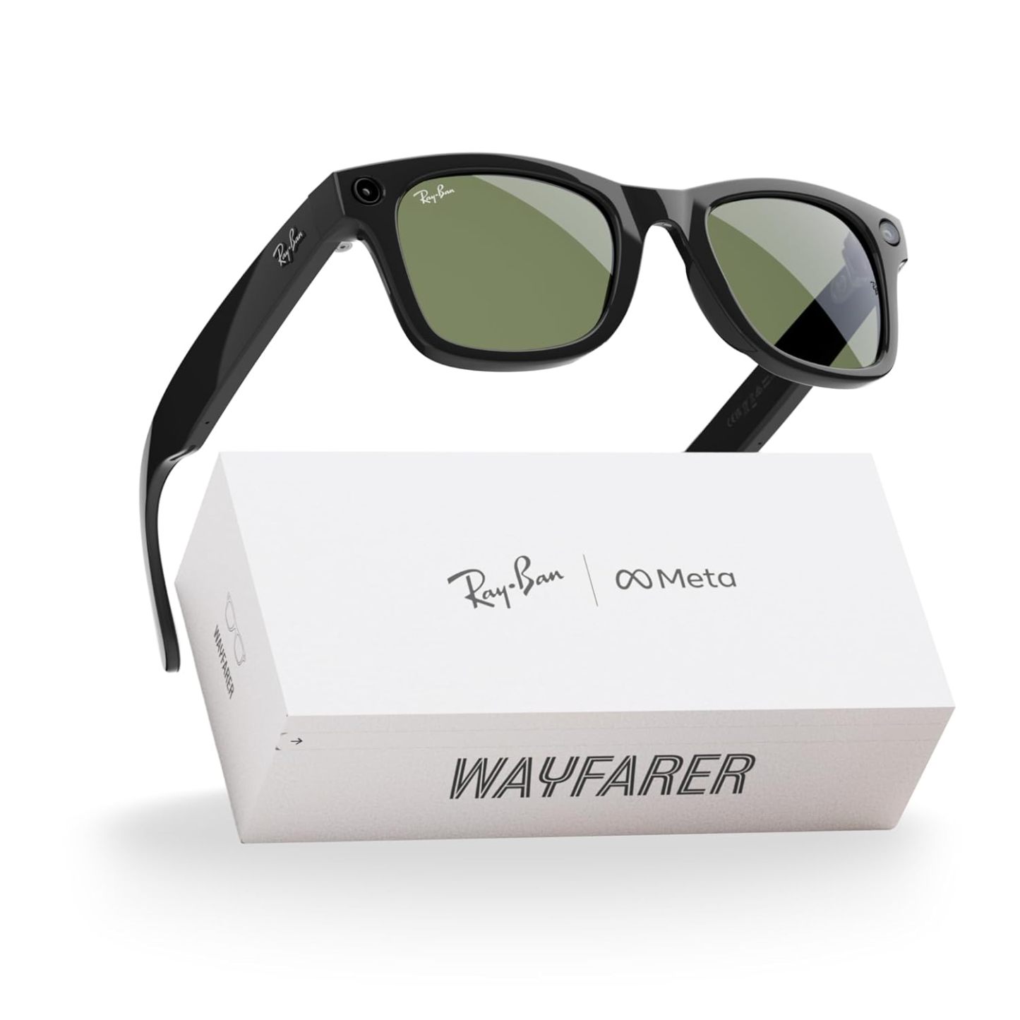 Ray-Ban Meta (Gen 1), Wayfarer, Matte Black | Smart AI Glasses for Men, Women — 12 MP Camera, Open-Ear Speakers, Video Recording, Bluetooth — Polarized Gradient Graphite Lenses — Wearable Technology
