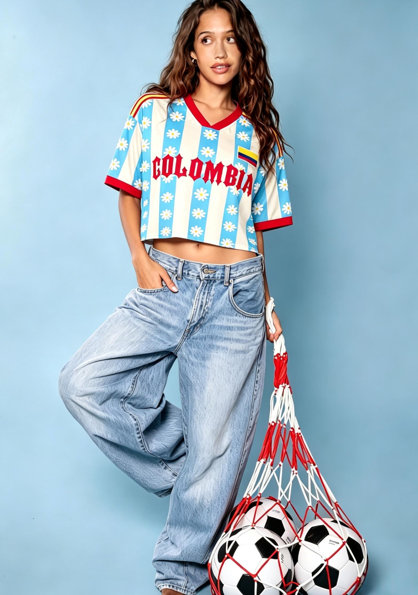 Summer Floral Colombia Cropped Jersey Shirt