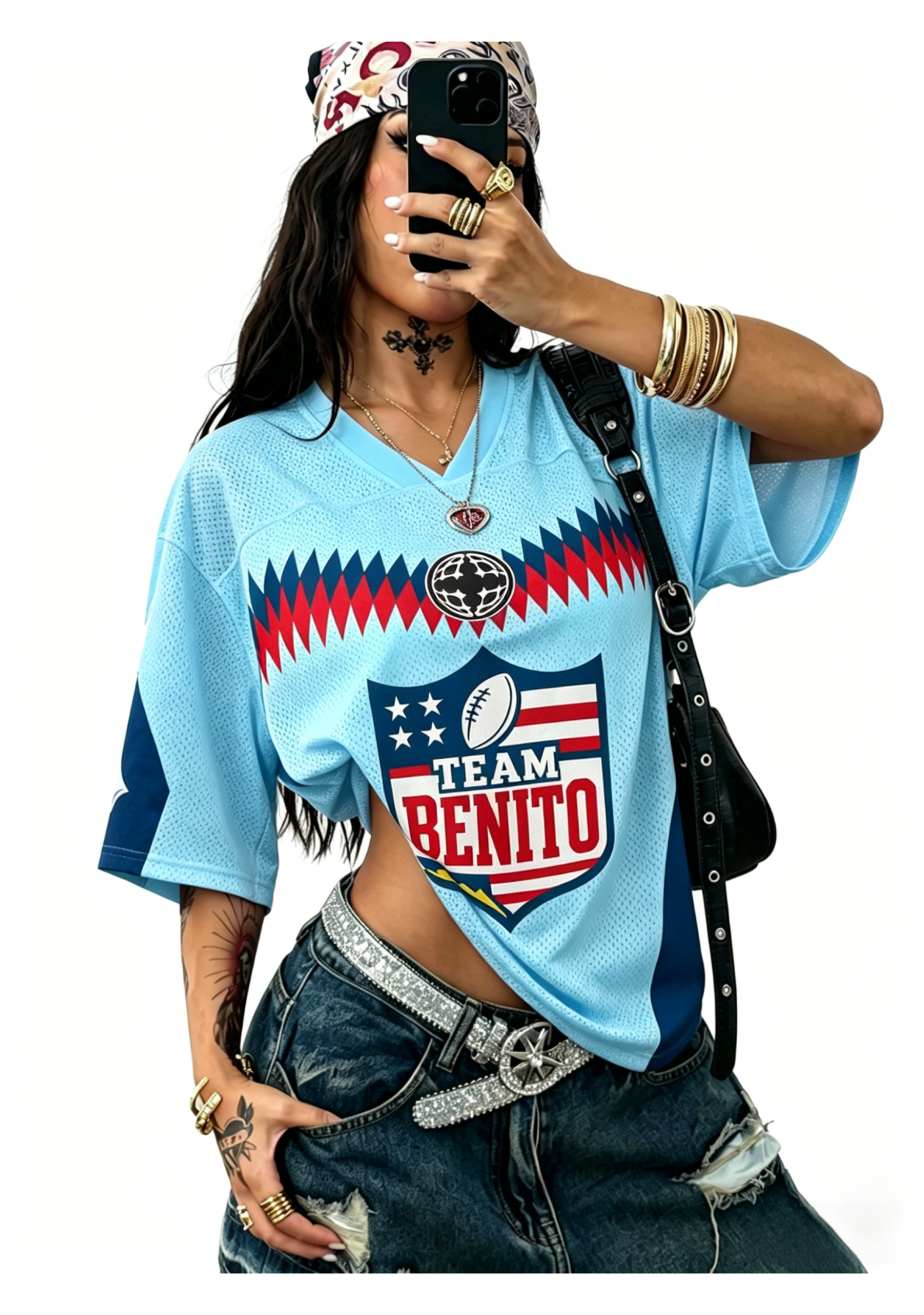 Blue Team Bunny Y2K Crop Sport Jersey Shirts