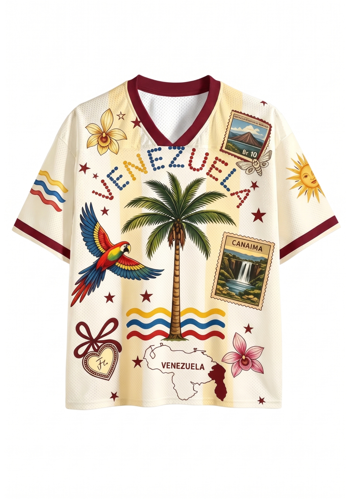 Tropical Venezuela Parrot Stamp Travel Mesh Jersey Shirts