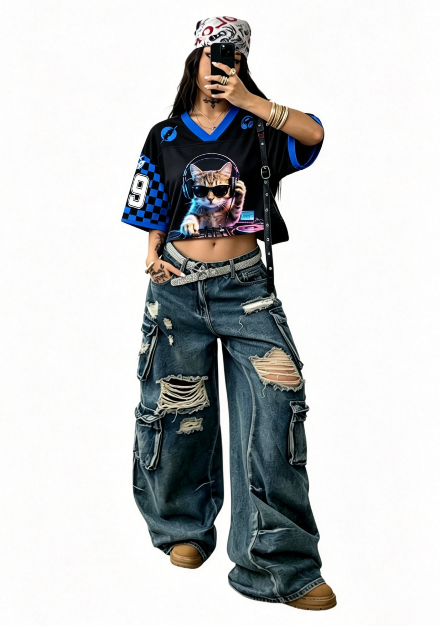 Music cat Y2K Crop Sport Jersey Shirts