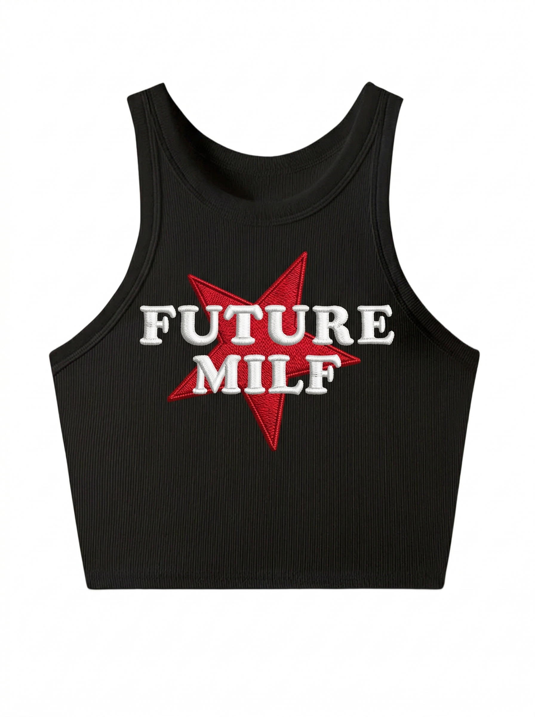 Future Milf Embroidery Y2K Crop Tank Top