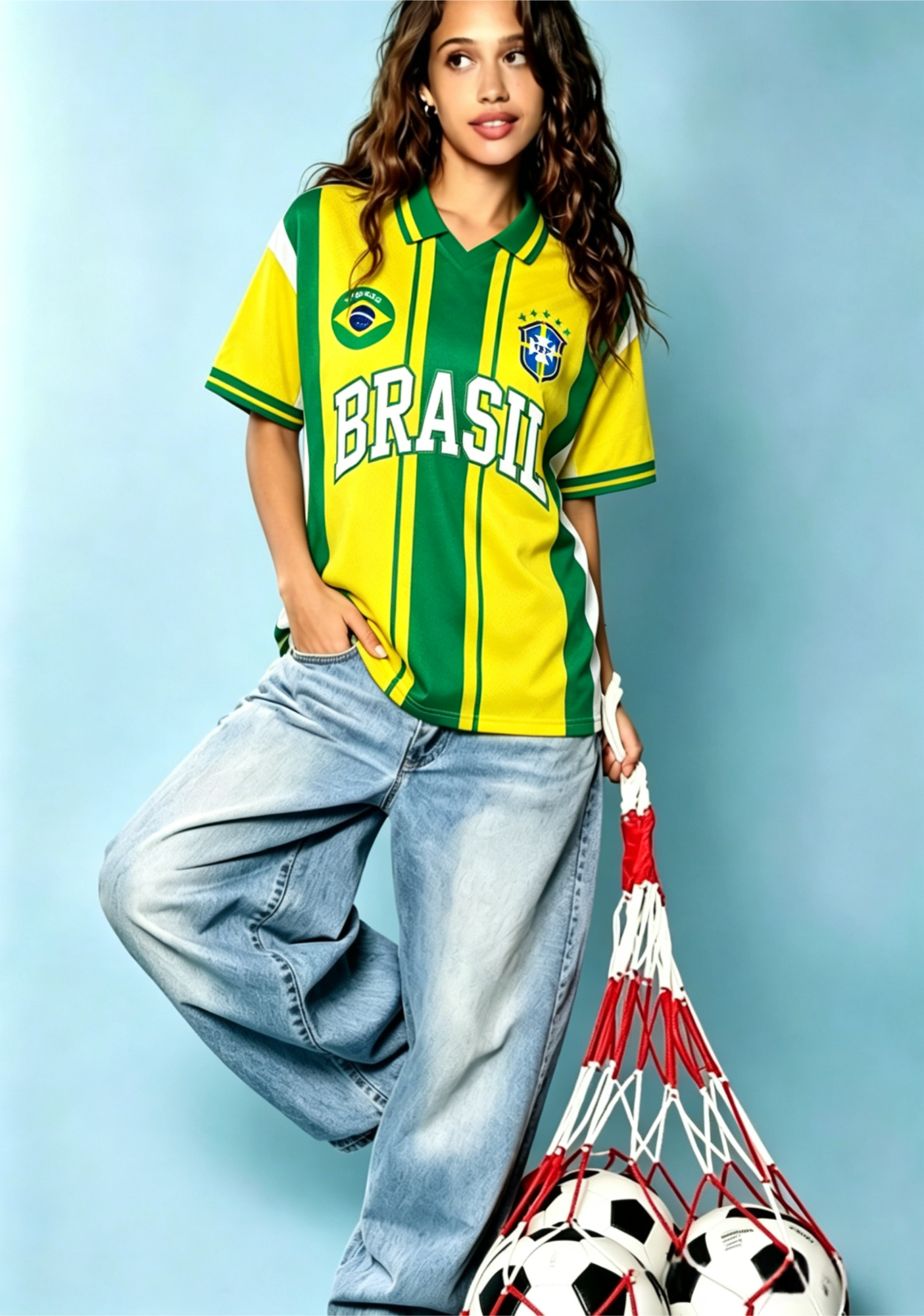 Brazil National Team Throwback Collared Soccer Jersey