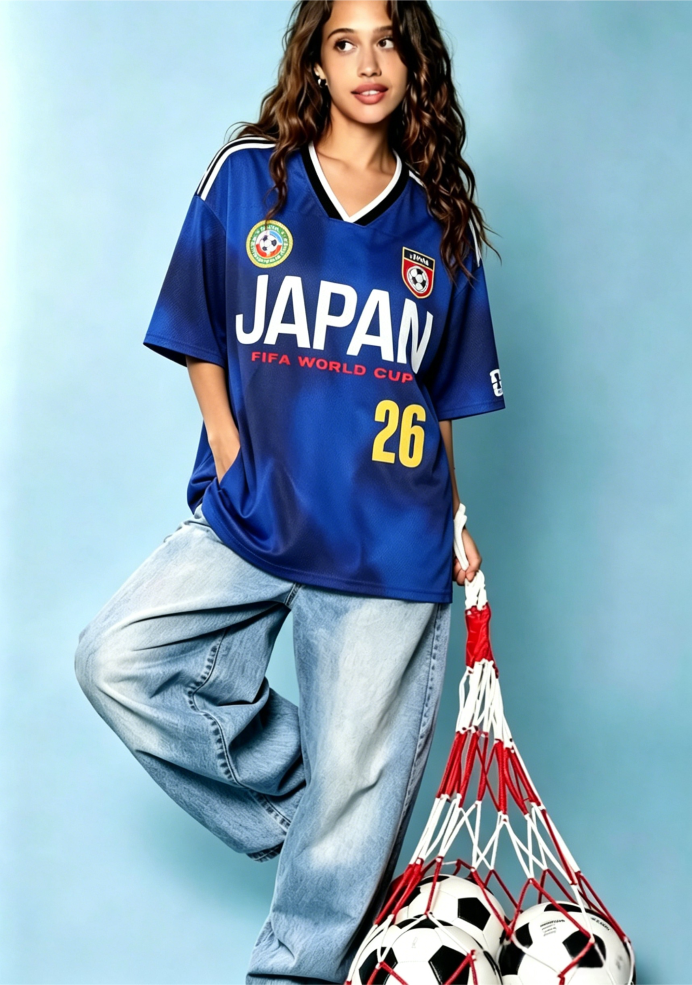 Vintage Tie-Dye Japan Football Mesh Jersey Shirts