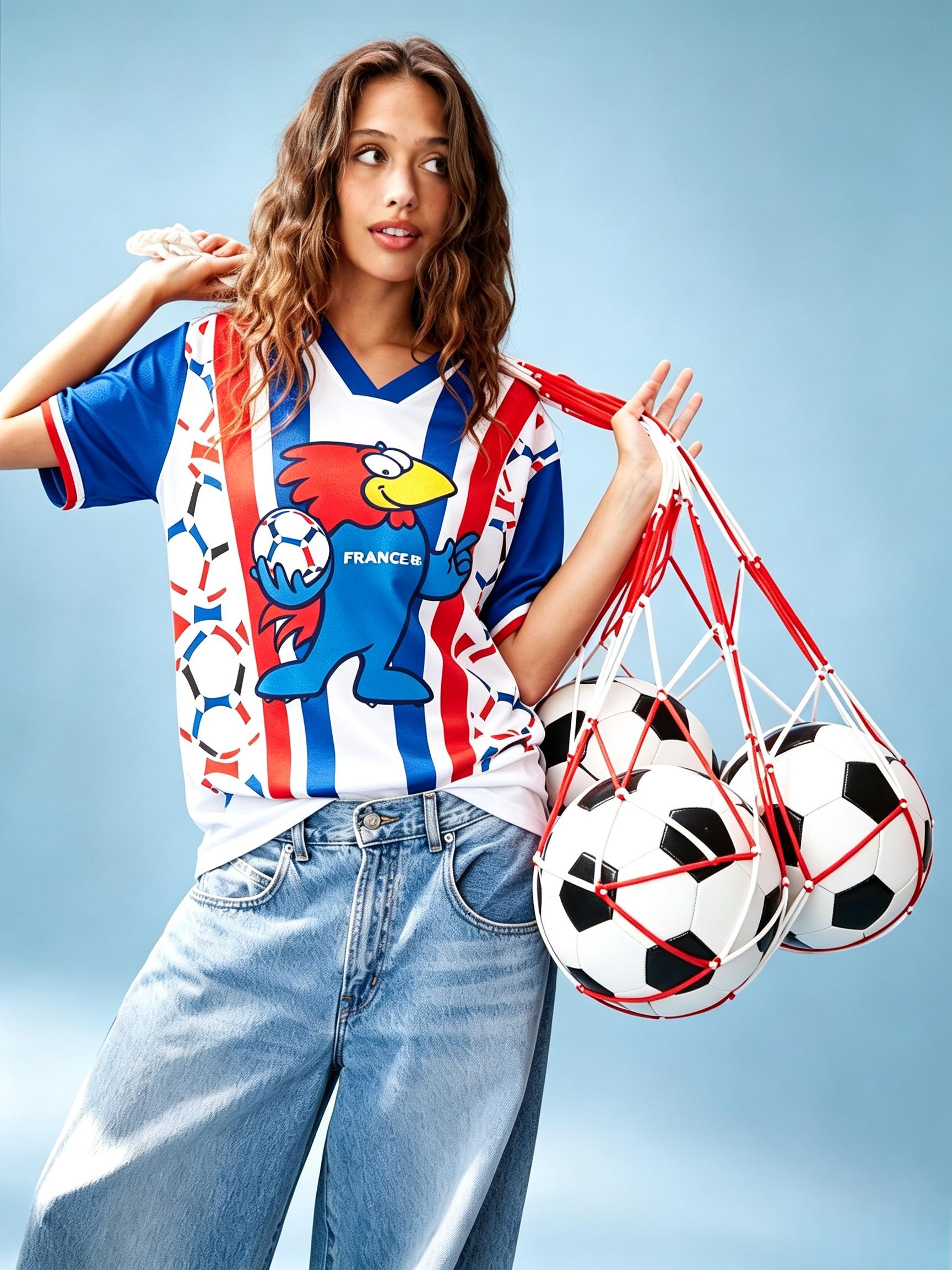 France 98 Rooster Mascot Mesh Jersey Shirts