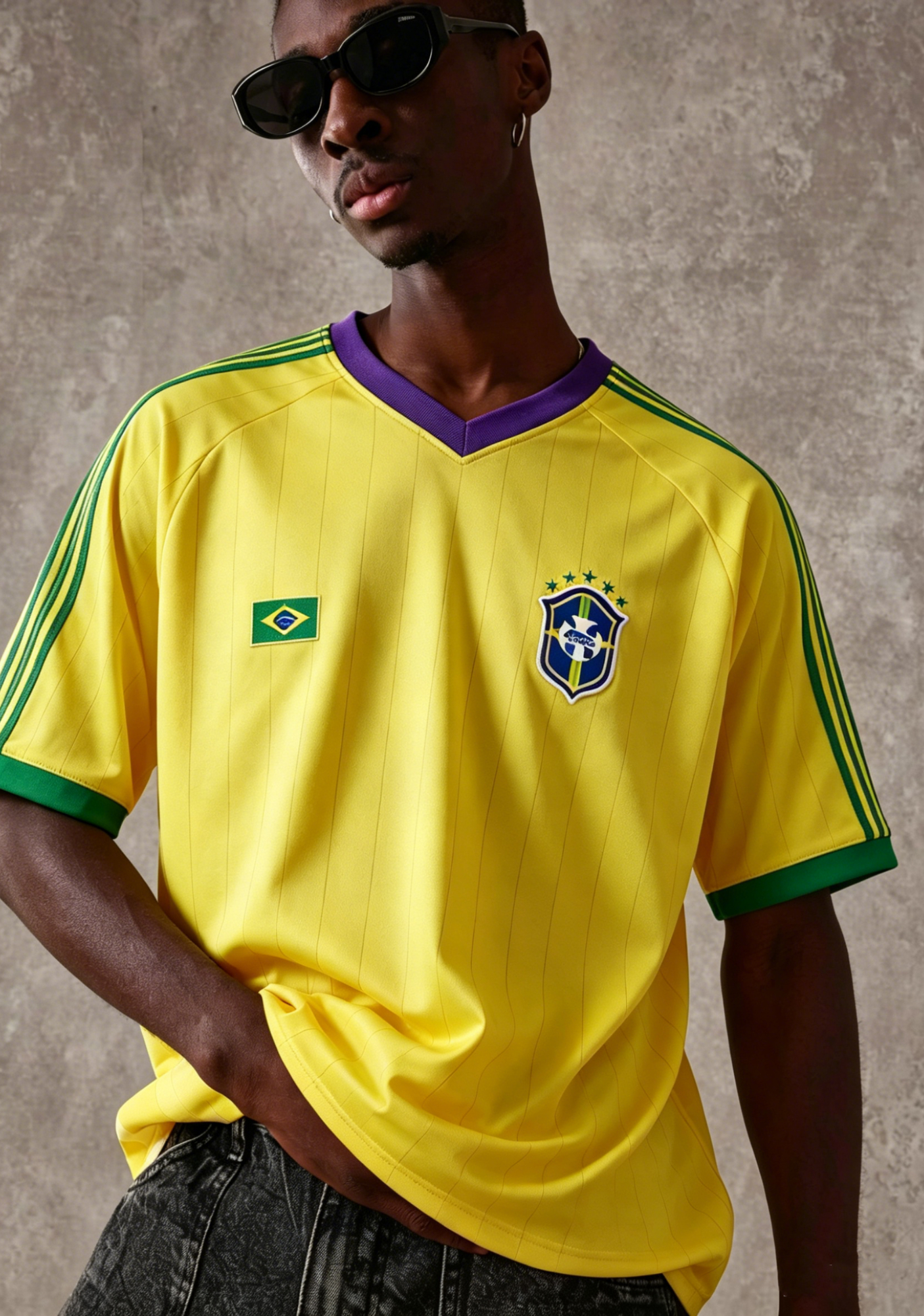 Retro Brazil National Team Yellow Striped Y2K Jersey Shirts