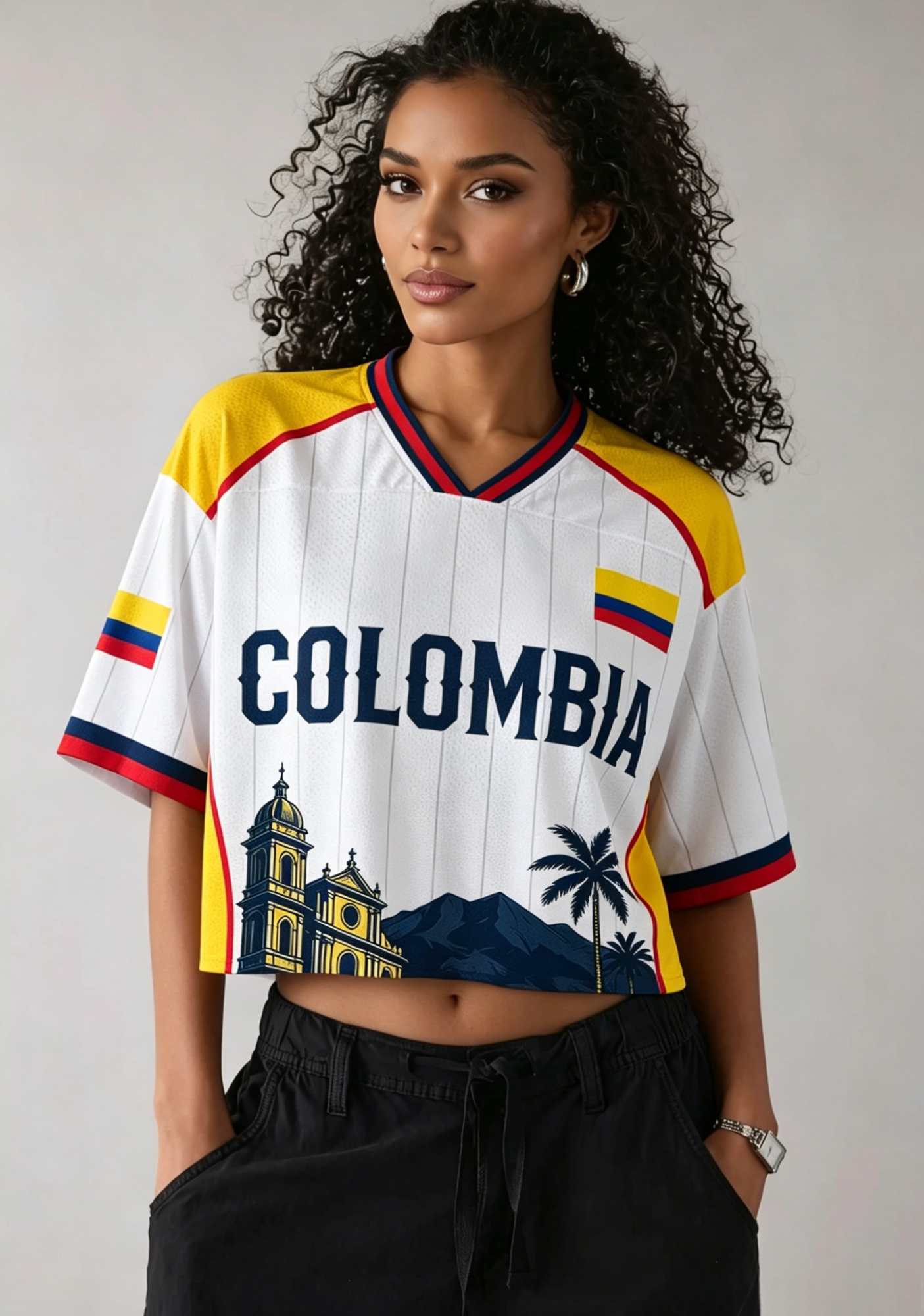Colombia City Landscape Flag Cropped Jersey Shirt