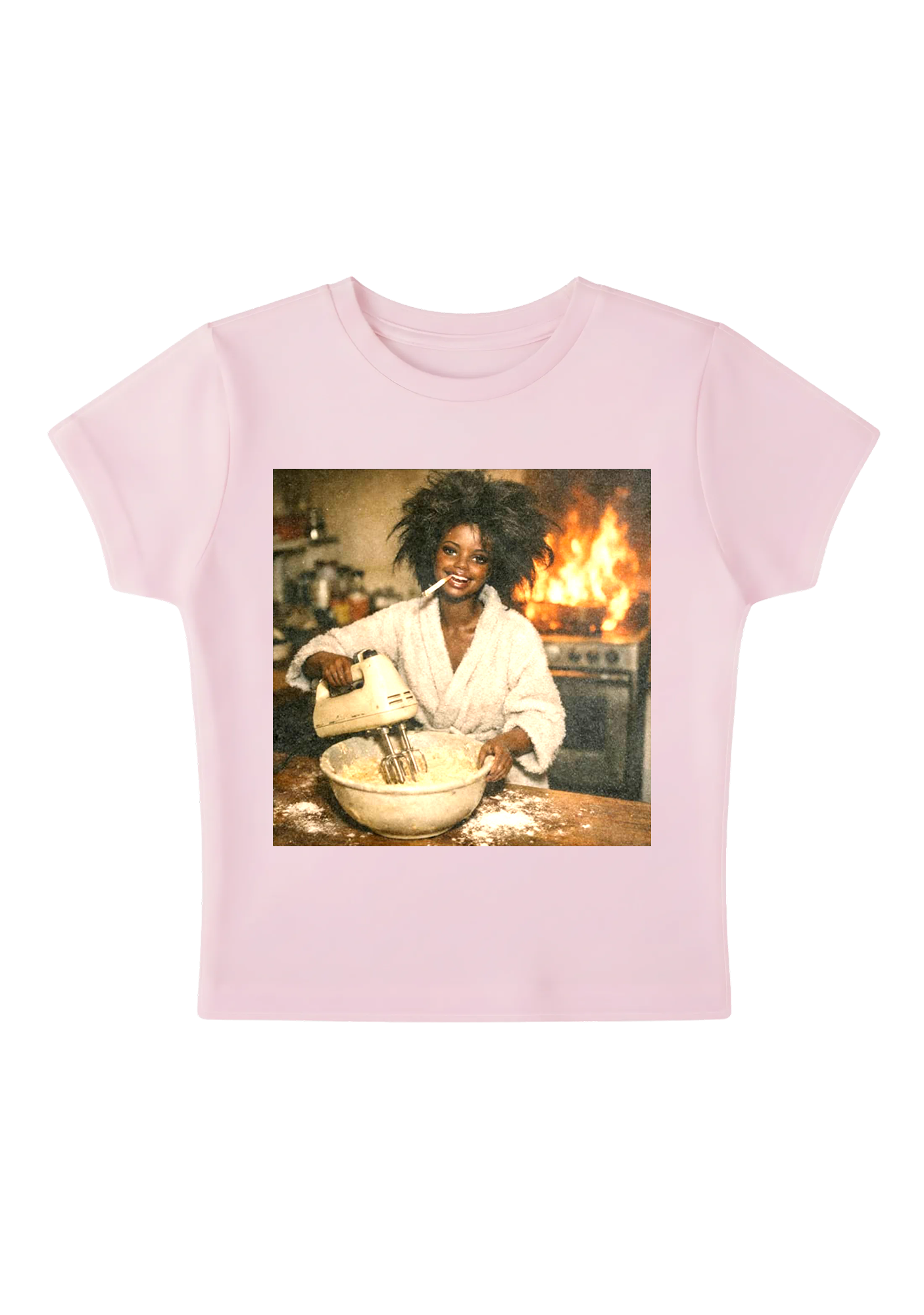 Fire Baker Funny Print Y2K Baby Tee