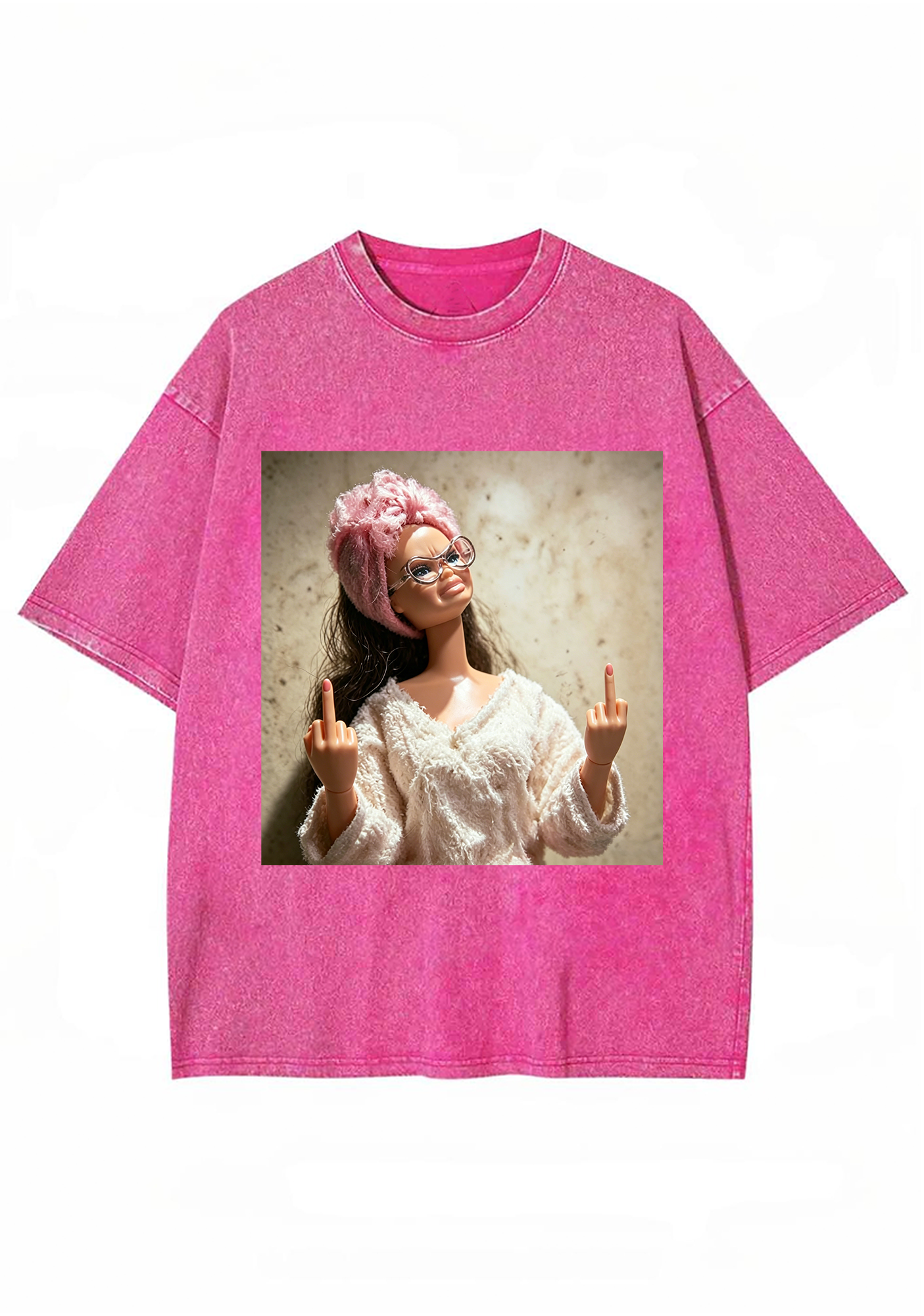 Middle Finger Barbie Doll Meme Washed T-Shirt