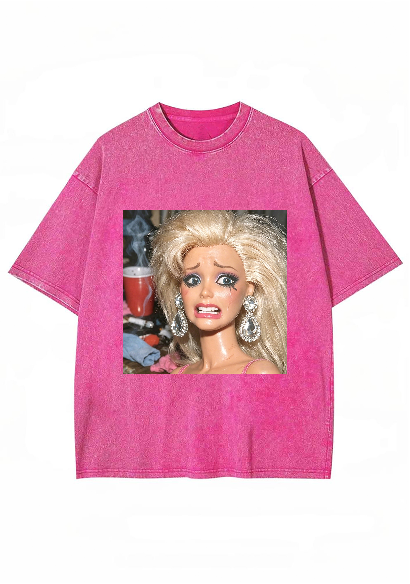 Crying Party Barbie Meme Washed Tee