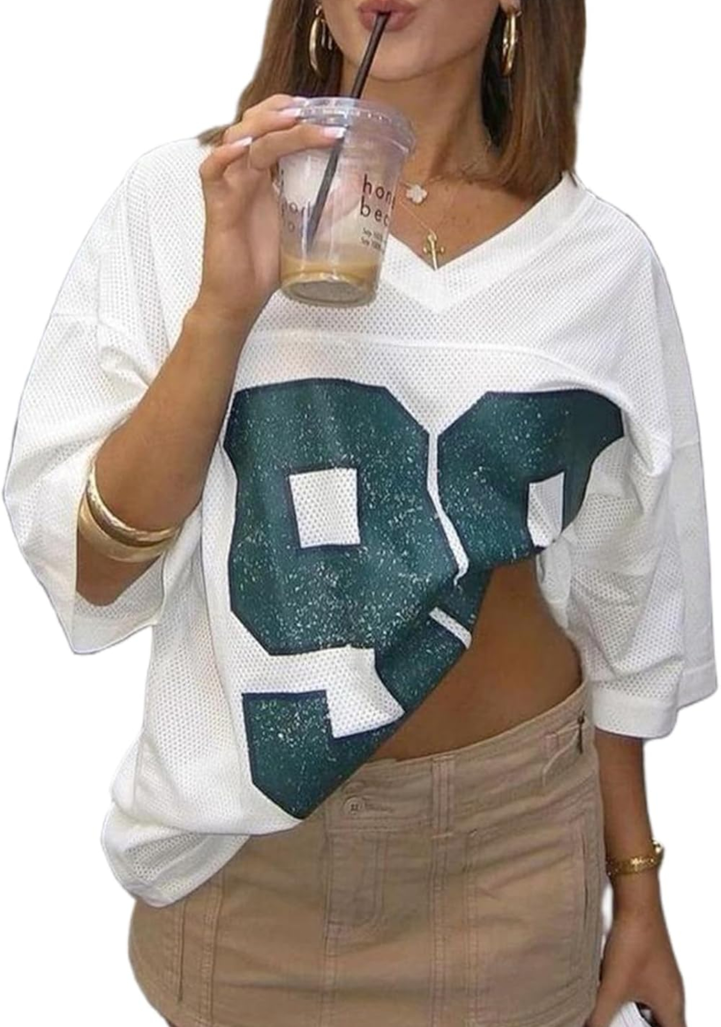 Y2K Vintage Loose Mesh Number Graphic Jersey Shirt