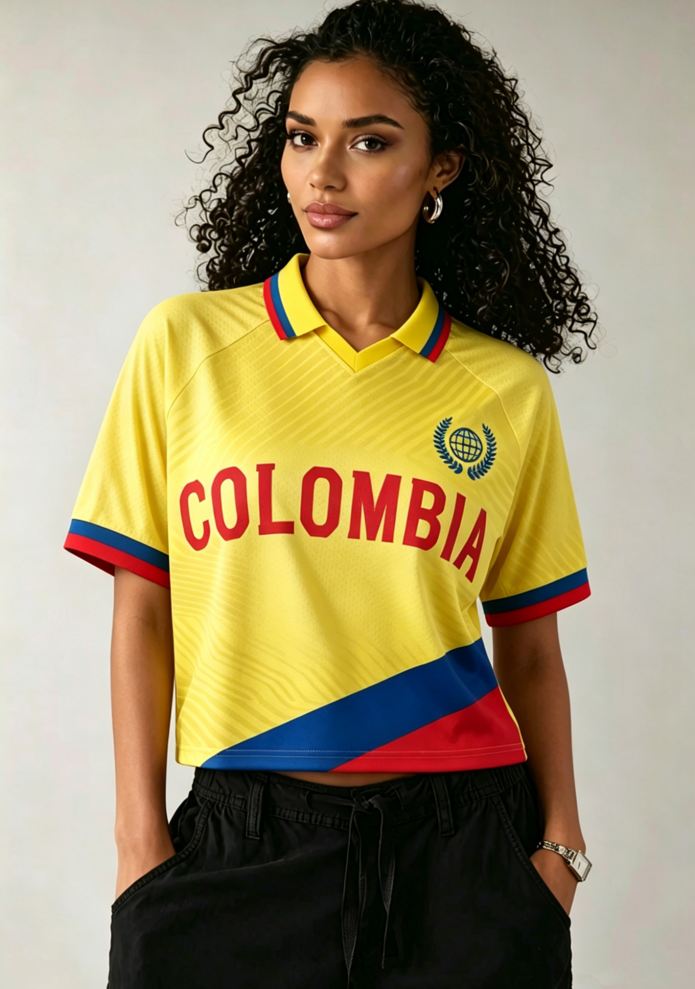 Colombia National Team Fan Crop Collared Soccer Jersey
