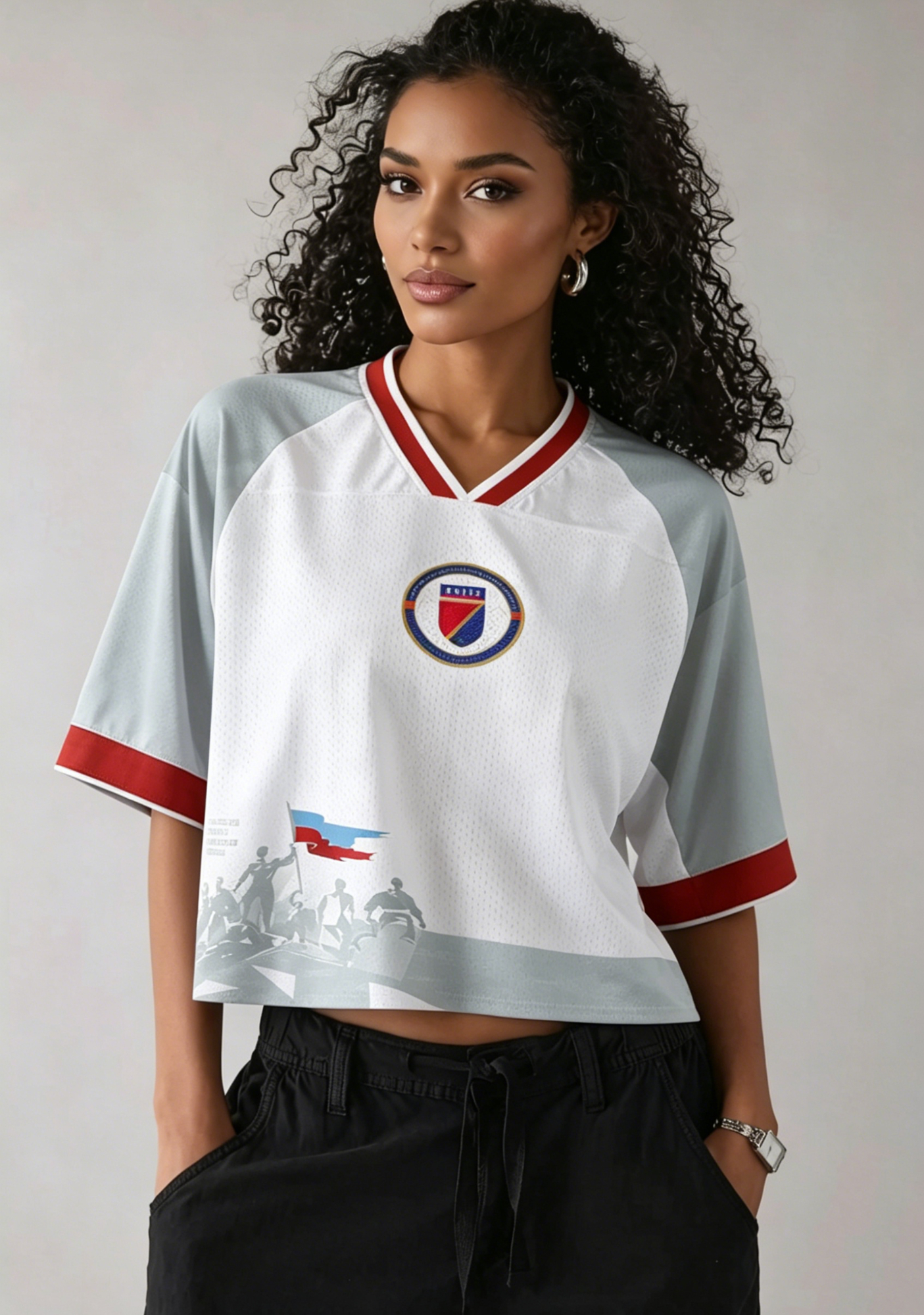 Classic Haiti Football Cropped Mesh Jersey Shirt