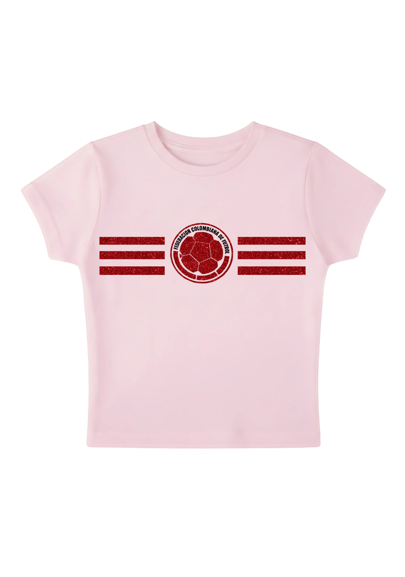 Colombia Football Red Glitter Y2K Baby Tee