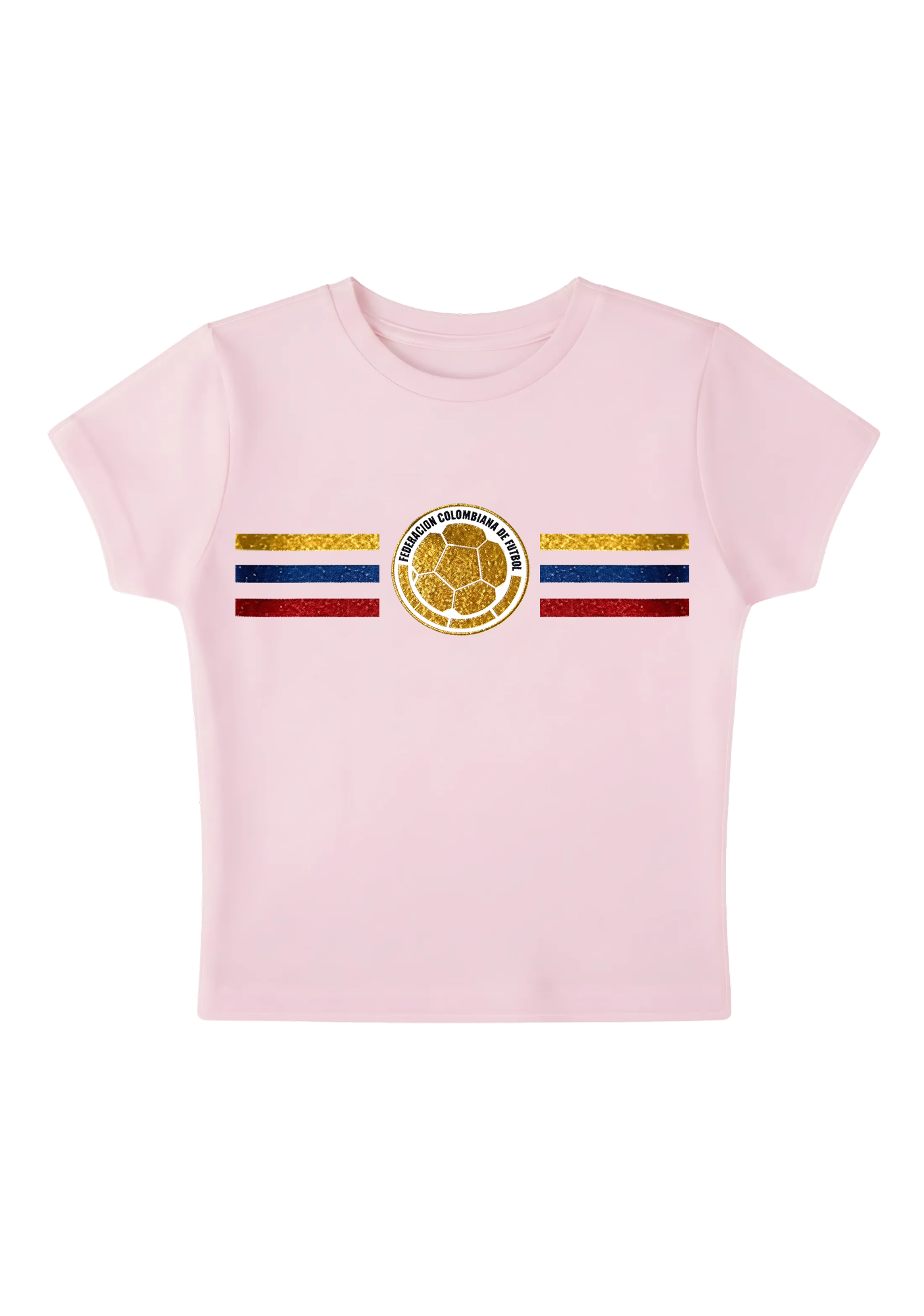 Colombia Football Flag Glitter Y2K Baby Tee