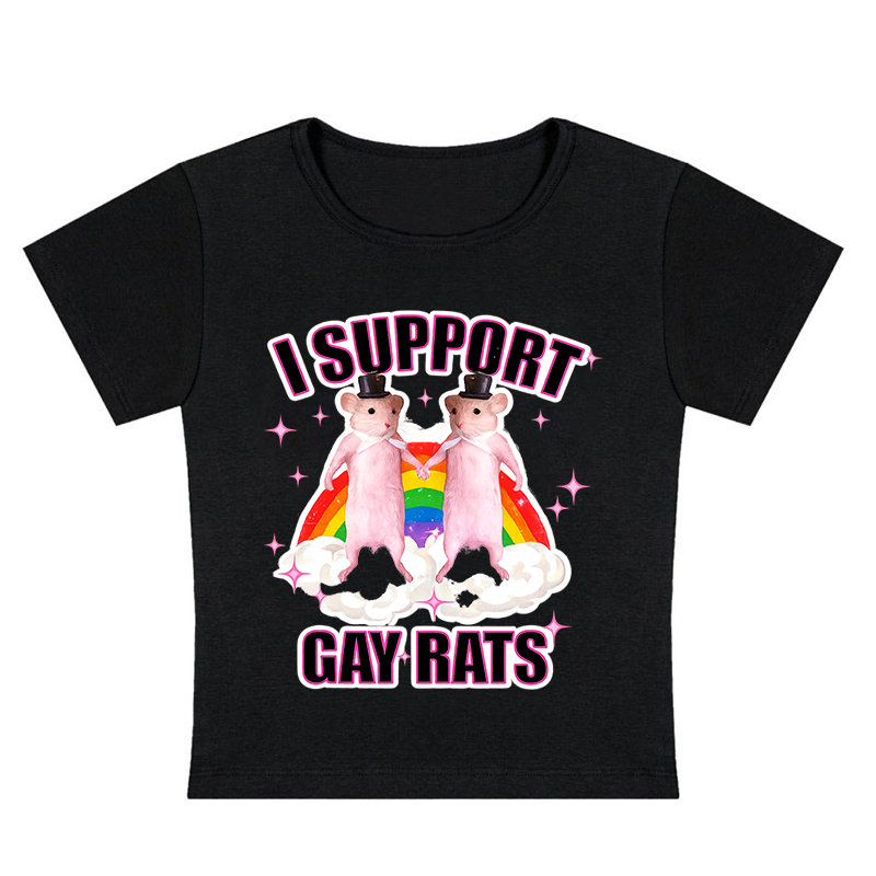 I Support Gay Rats Y2k Baby Tee