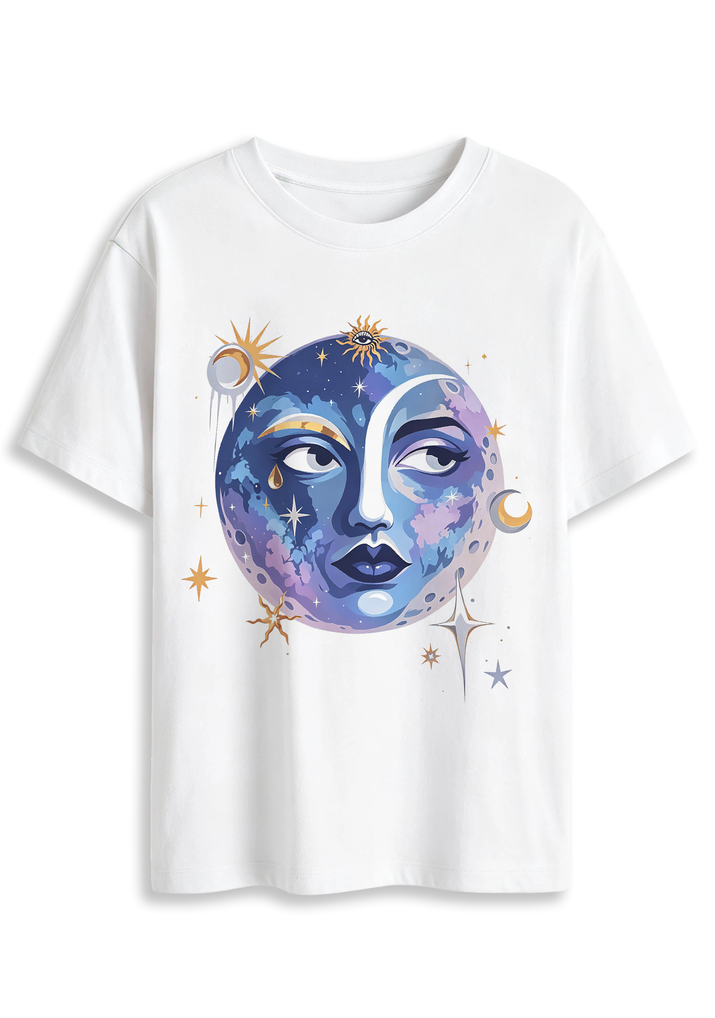 Purple Blue Planet Star Mystic Casual Graphic T-Shirt