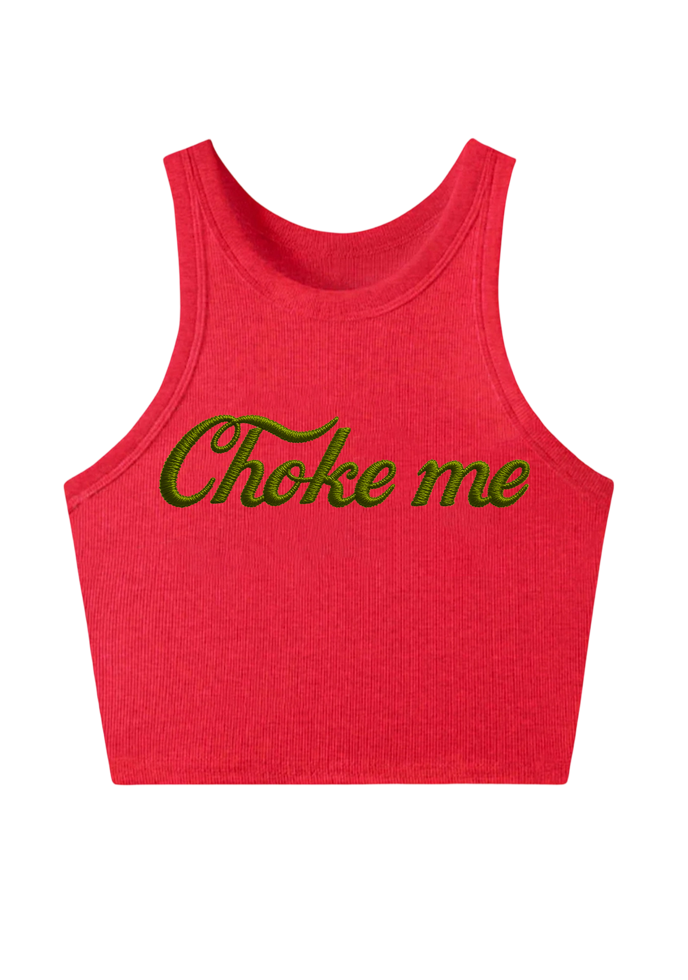 Choke Me Embroidery Y2K Crop Tank Top
