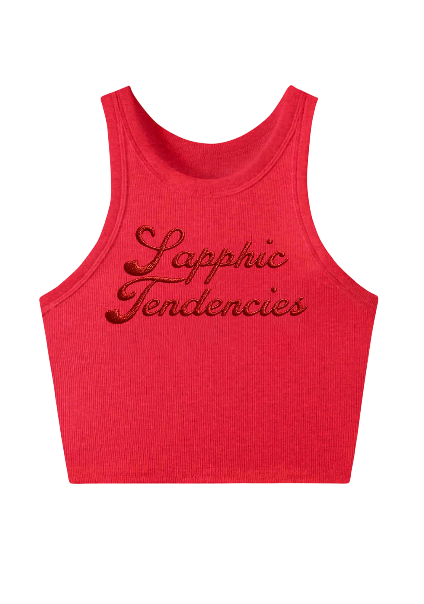 Sapphic Tendencies Embroidery Y2K Crop Tank Top
