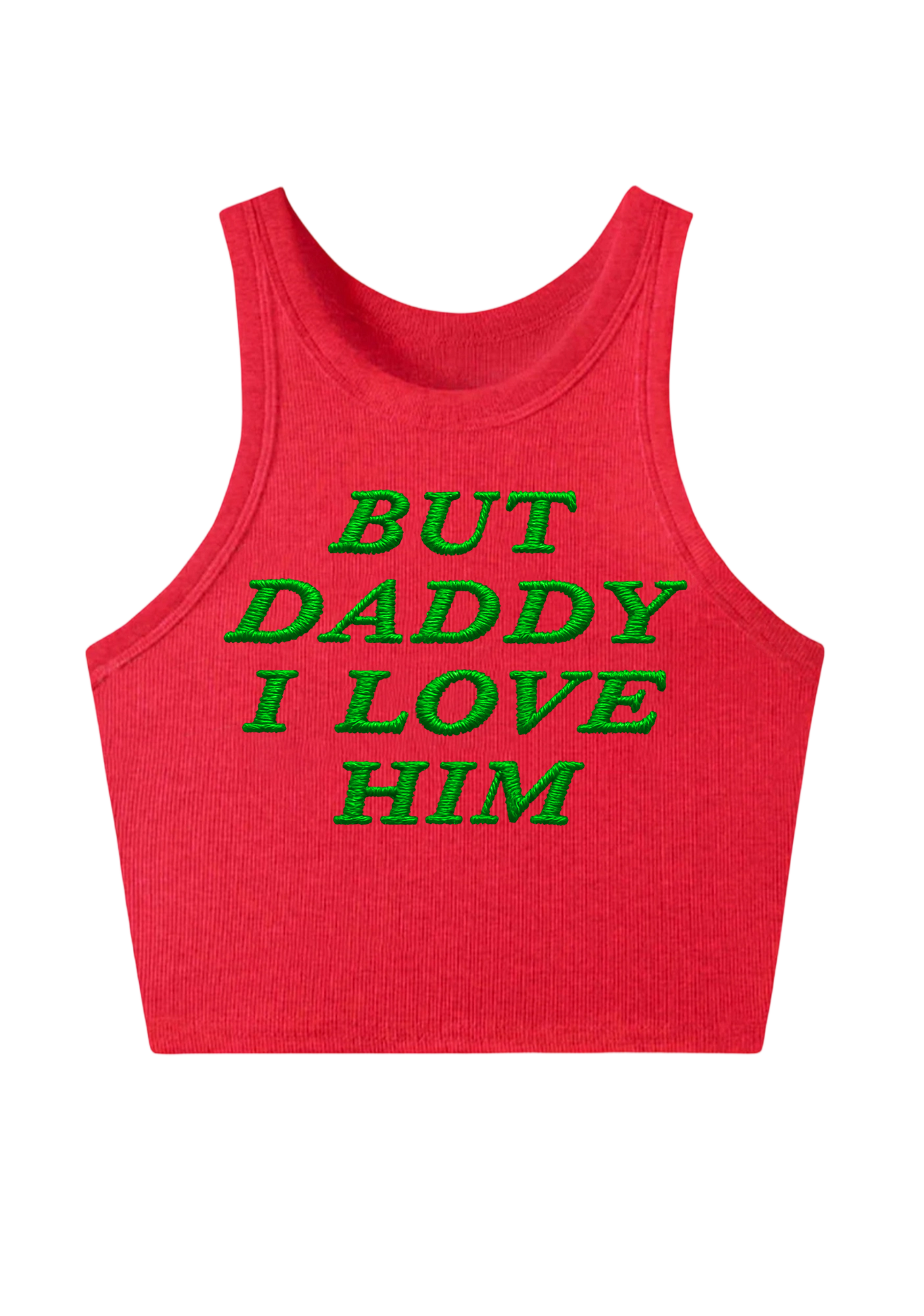 Daddy l love him Embroidery Y2K Crop Tank Top