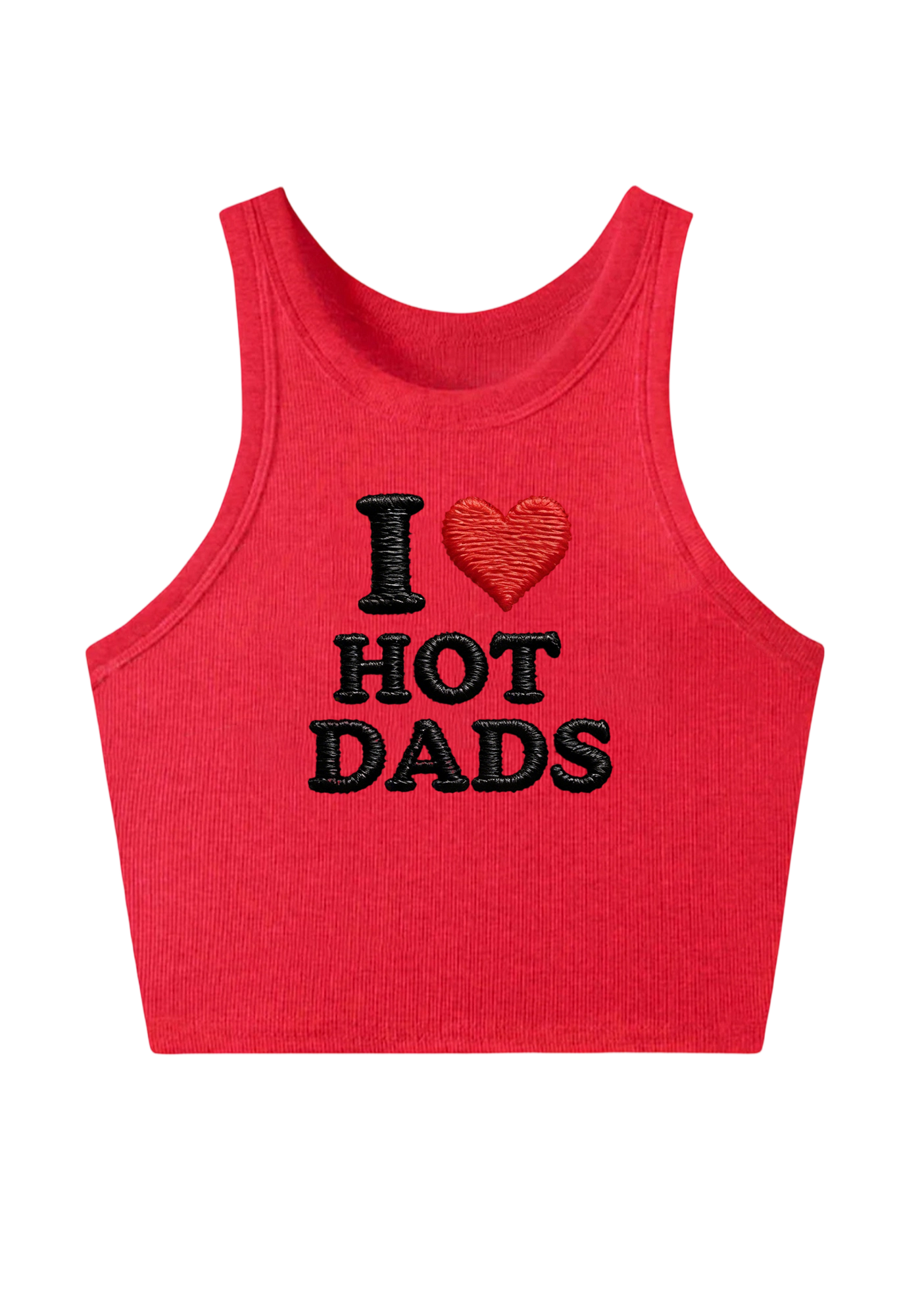 l love Hot Dad Embroidery Y2K Crop Tank Top