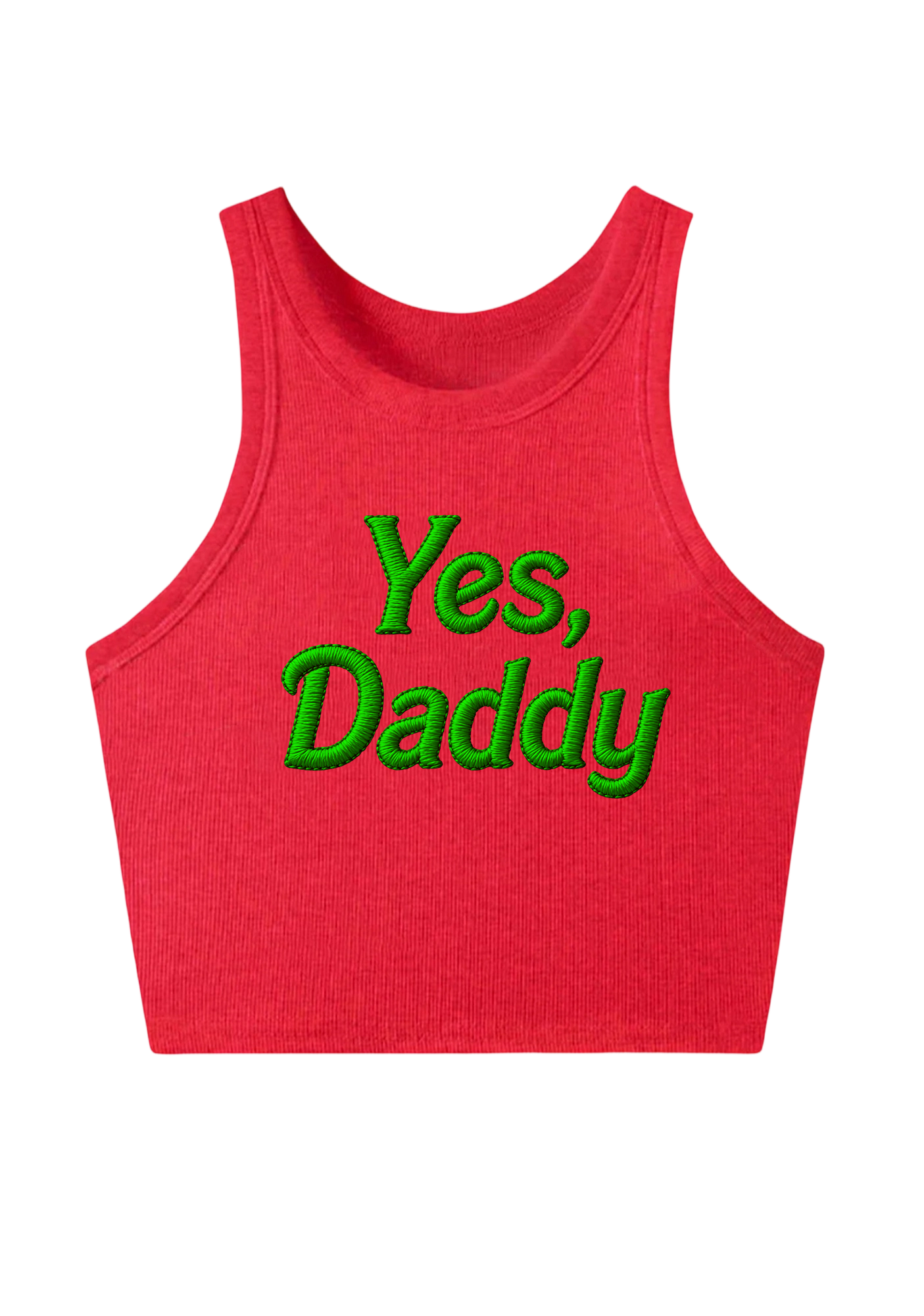 love Hot Dad Embroidery Y2K Crop Tank Top