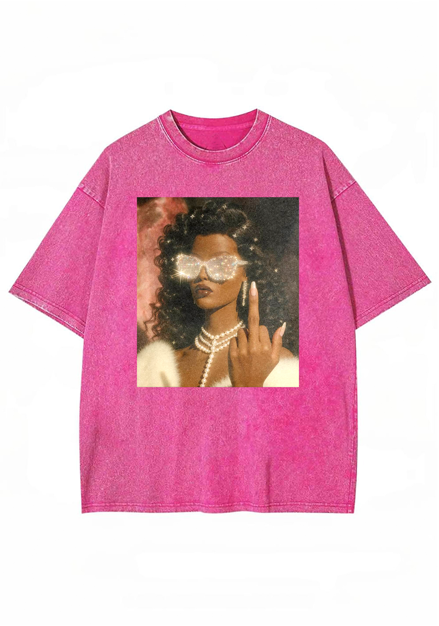 Diamond Shades Middle Finger Retro Y2K Washed Tee