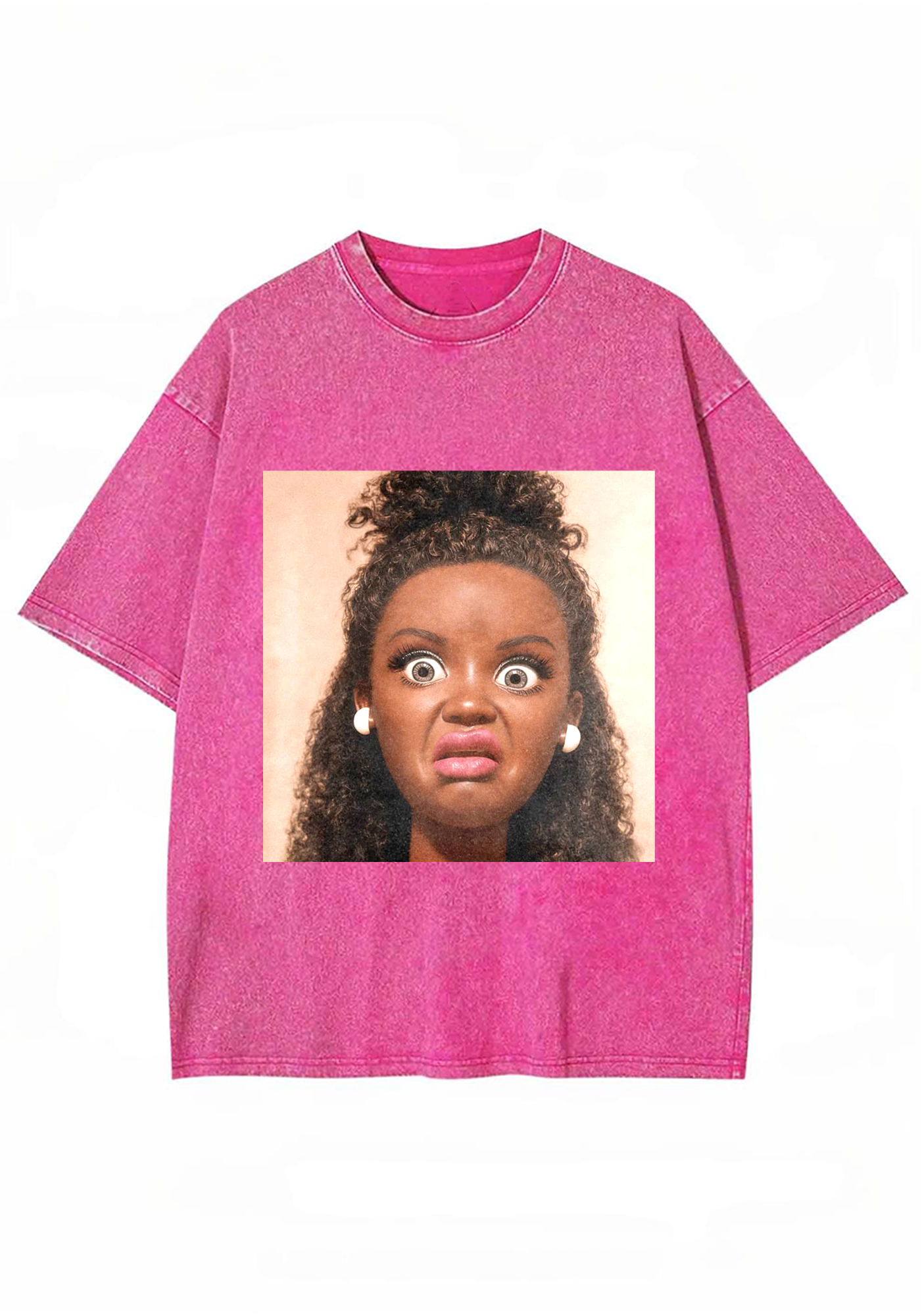 Shocked Face Doll Funny Washed Tee