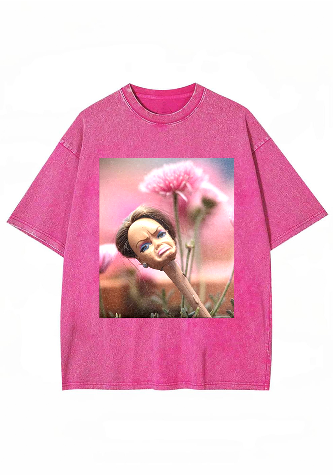 Pouty Barbie Flowerbed Meme Y2K Washed Tee