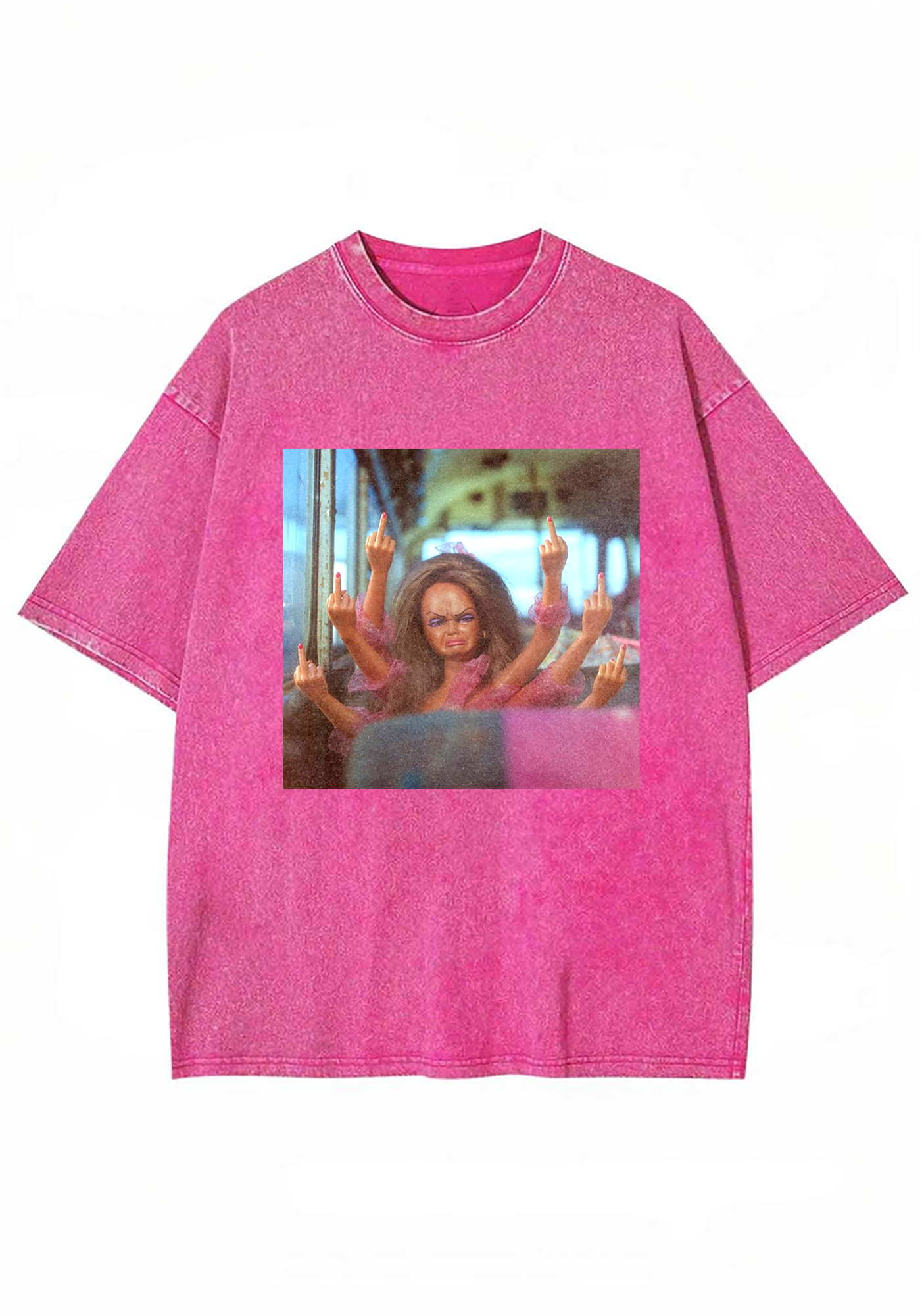 Y2K Aesthetic Zero Fucks Given Barbie Washed Tee