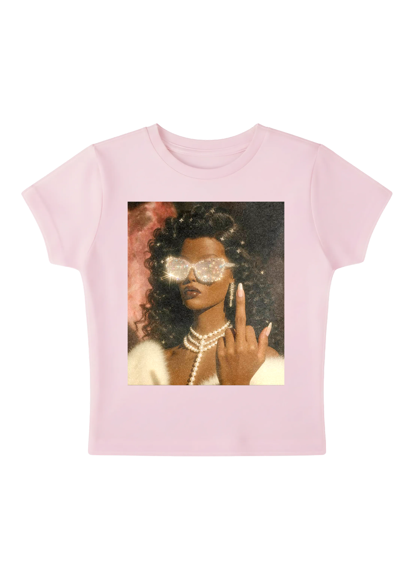 Diamond Shades Middle Finger Y2K Baby Tee