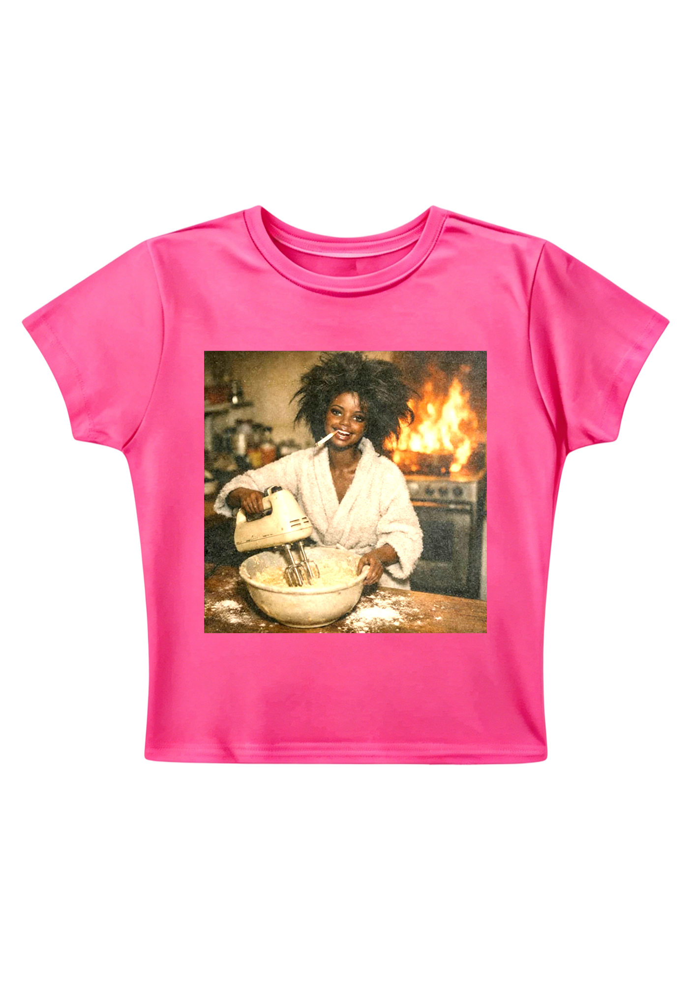 Fire Baker Funny Print Y2K Baby Tee
