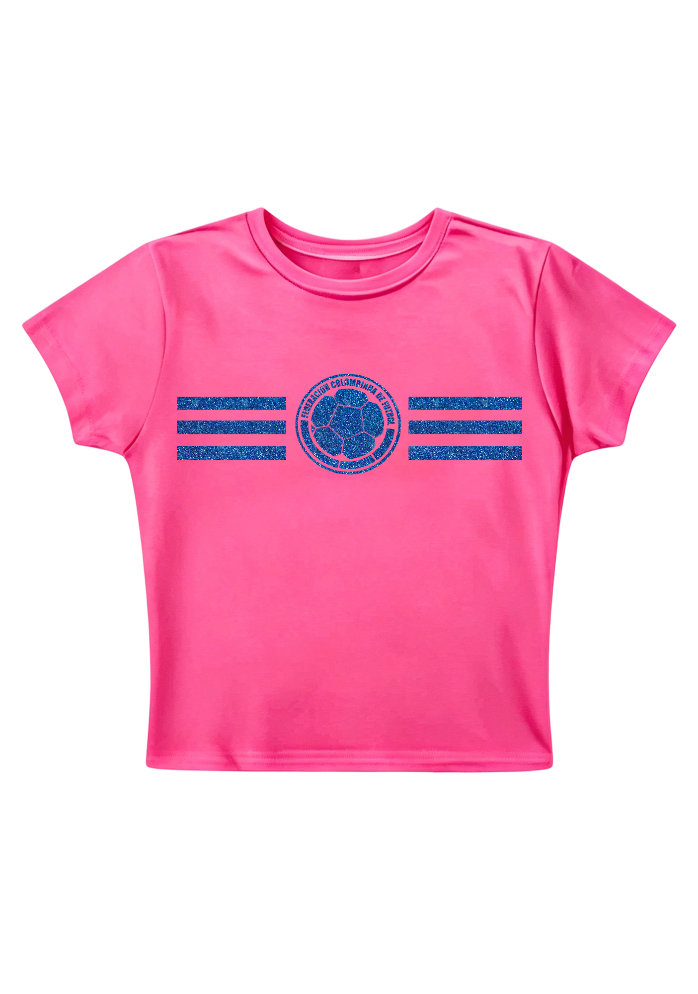 Colombia Football Blue Glitter Y2K Baby Tee