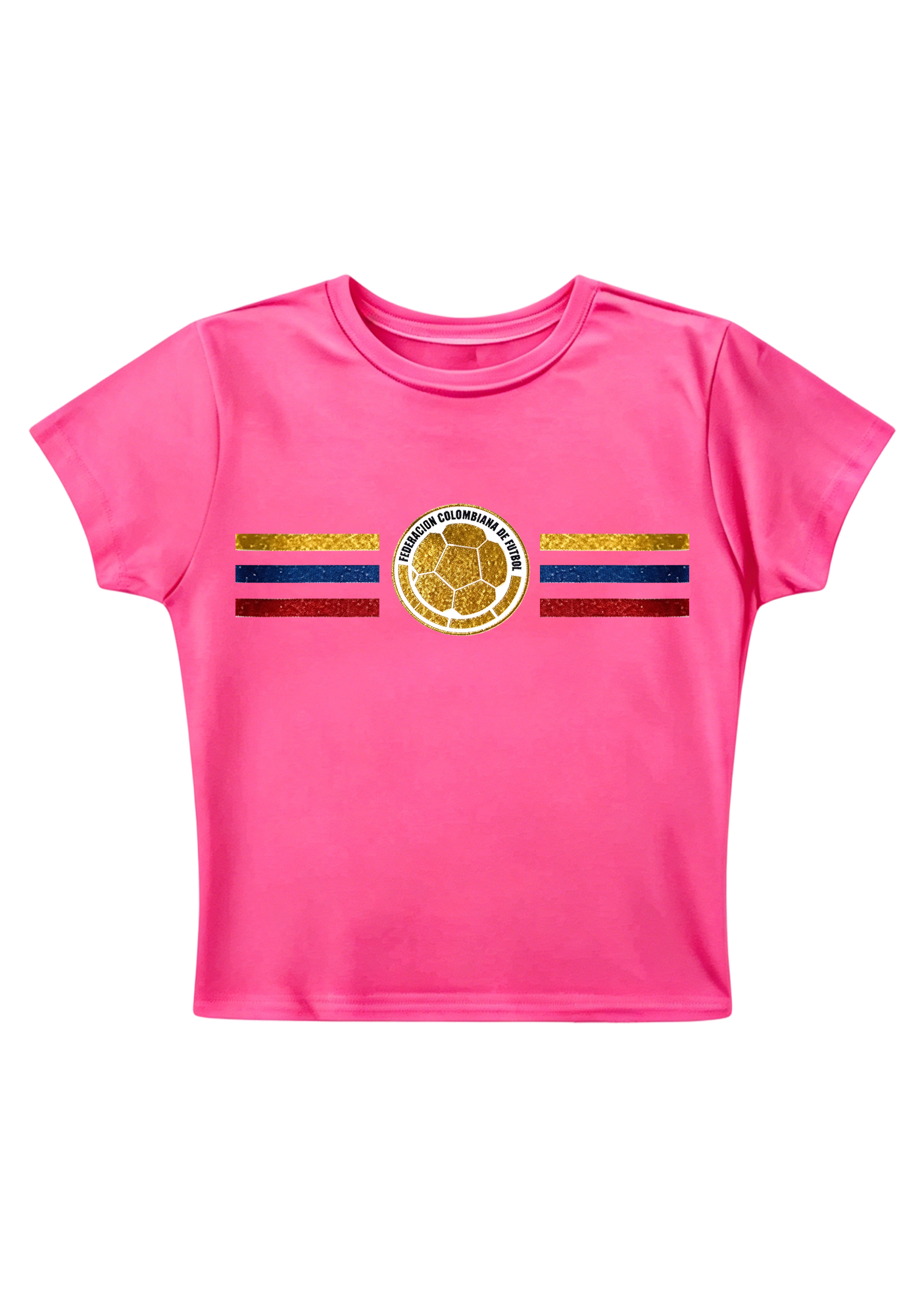 Colombia Football Flag Glitter Y2K Baby Tee