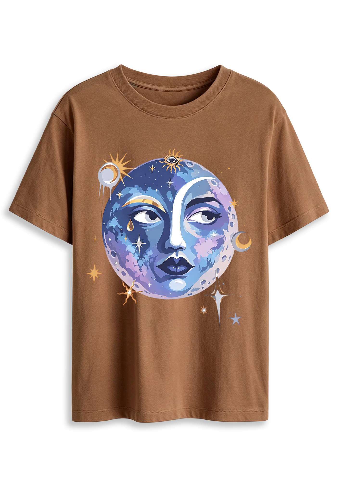 Purple Blue Planet Star Mystic Casual Graphic T-Shirt