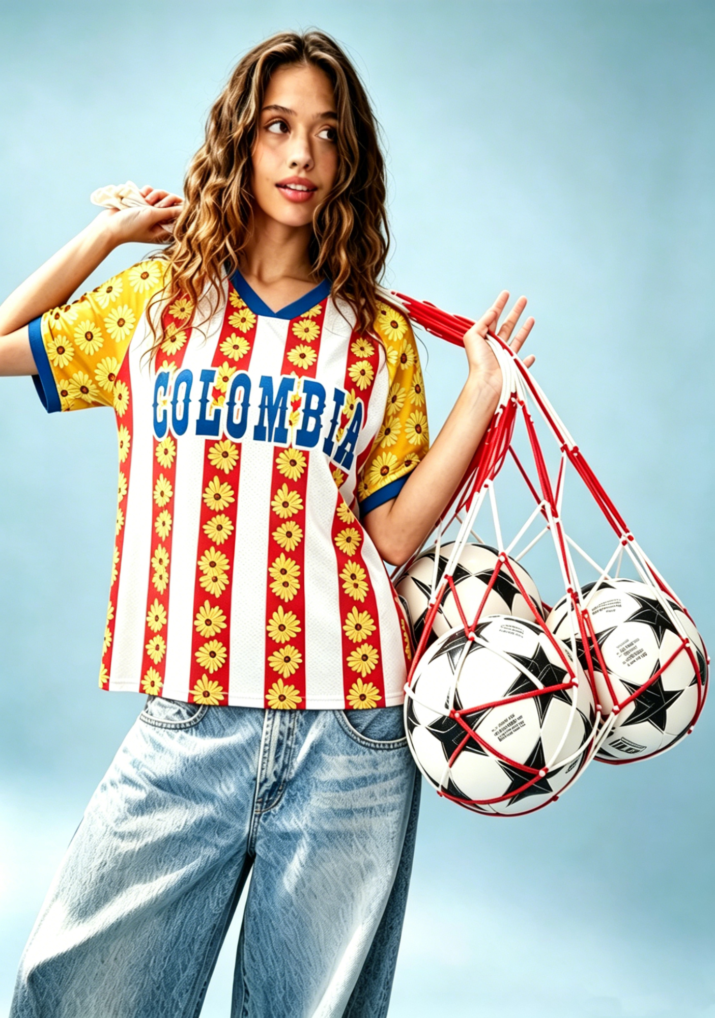  Colombia Sunflower Stripe Retro Mesh Jersey Shirts