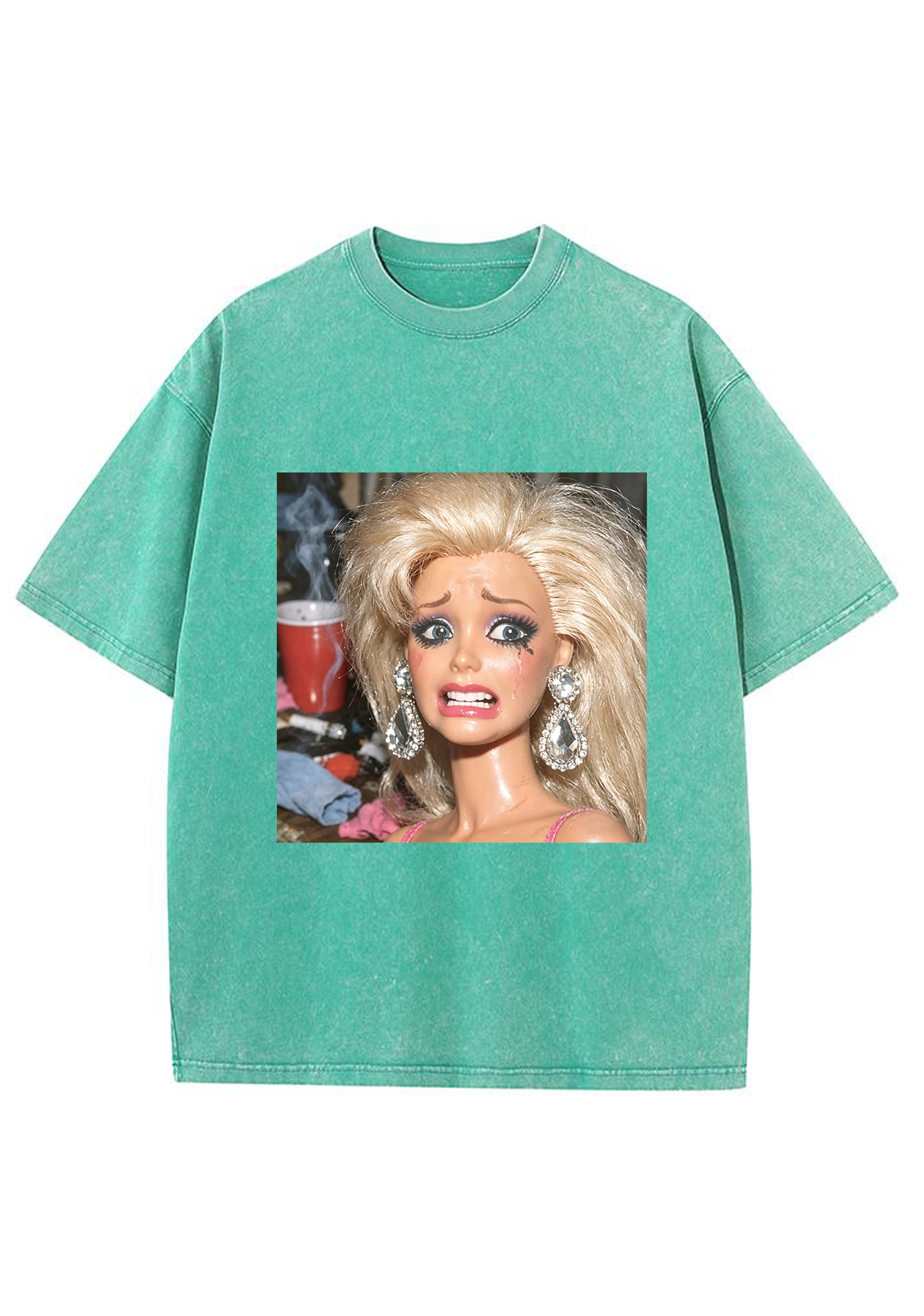 Crying Party Barbie Meme Washed Tee