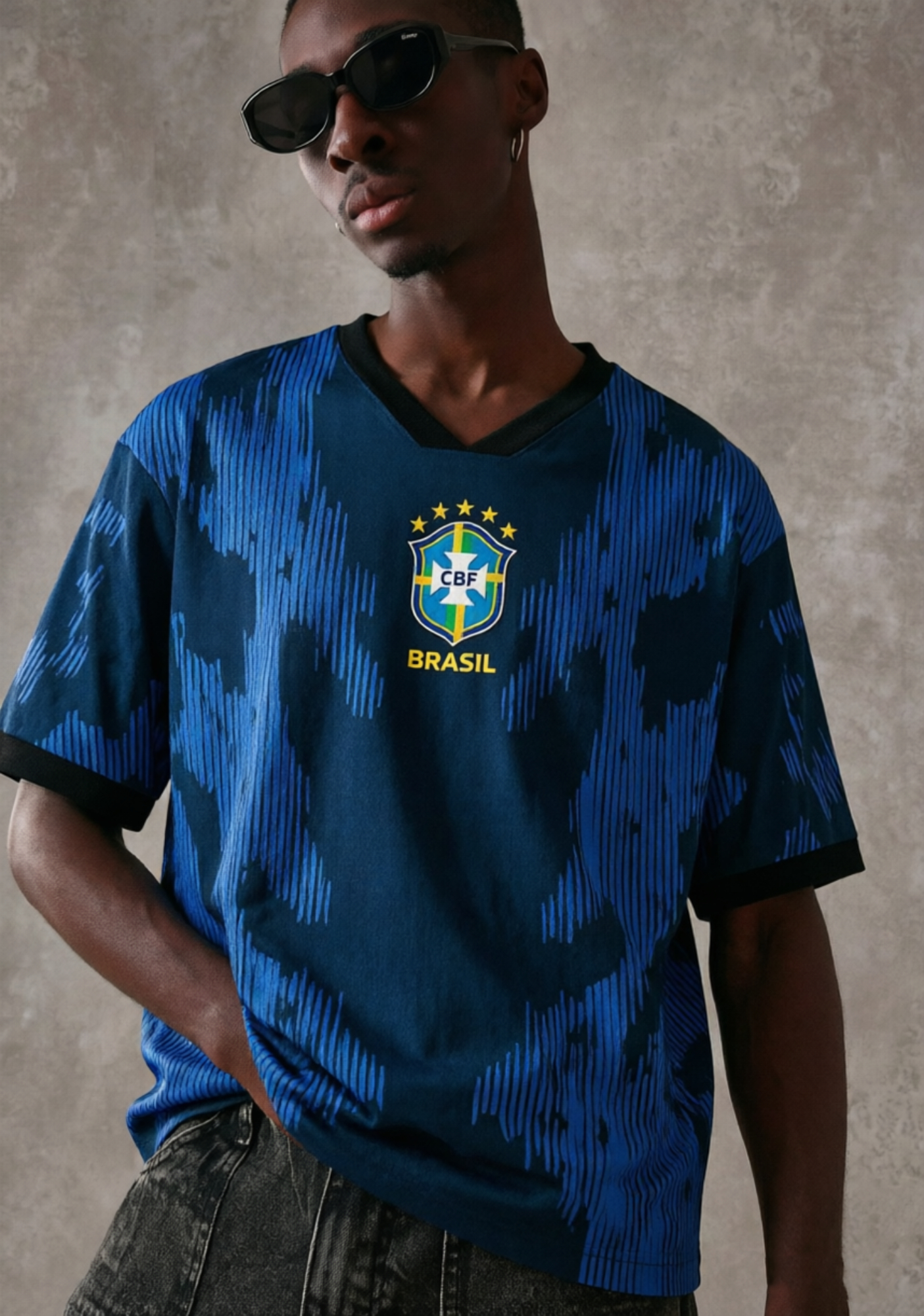 Brasil Midnight Navy Football Mesh Jersey Shirts